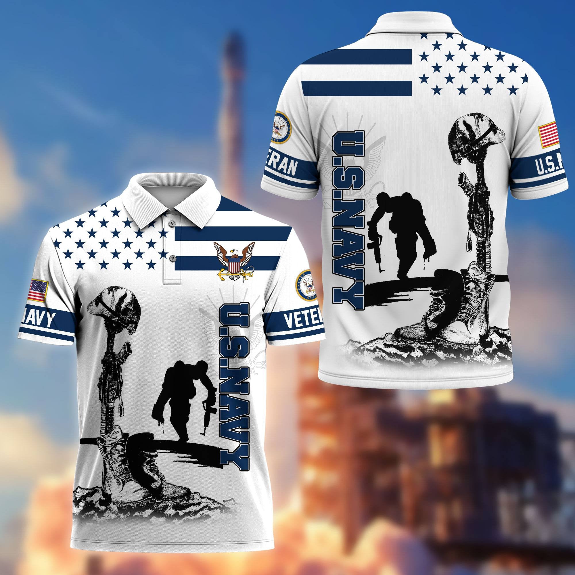 Premium US Veterans Polo Shirt, Gifts For US Veterans, Gifts On Father's Day, Independence Day, Armed Forces Day, Veterans Day.