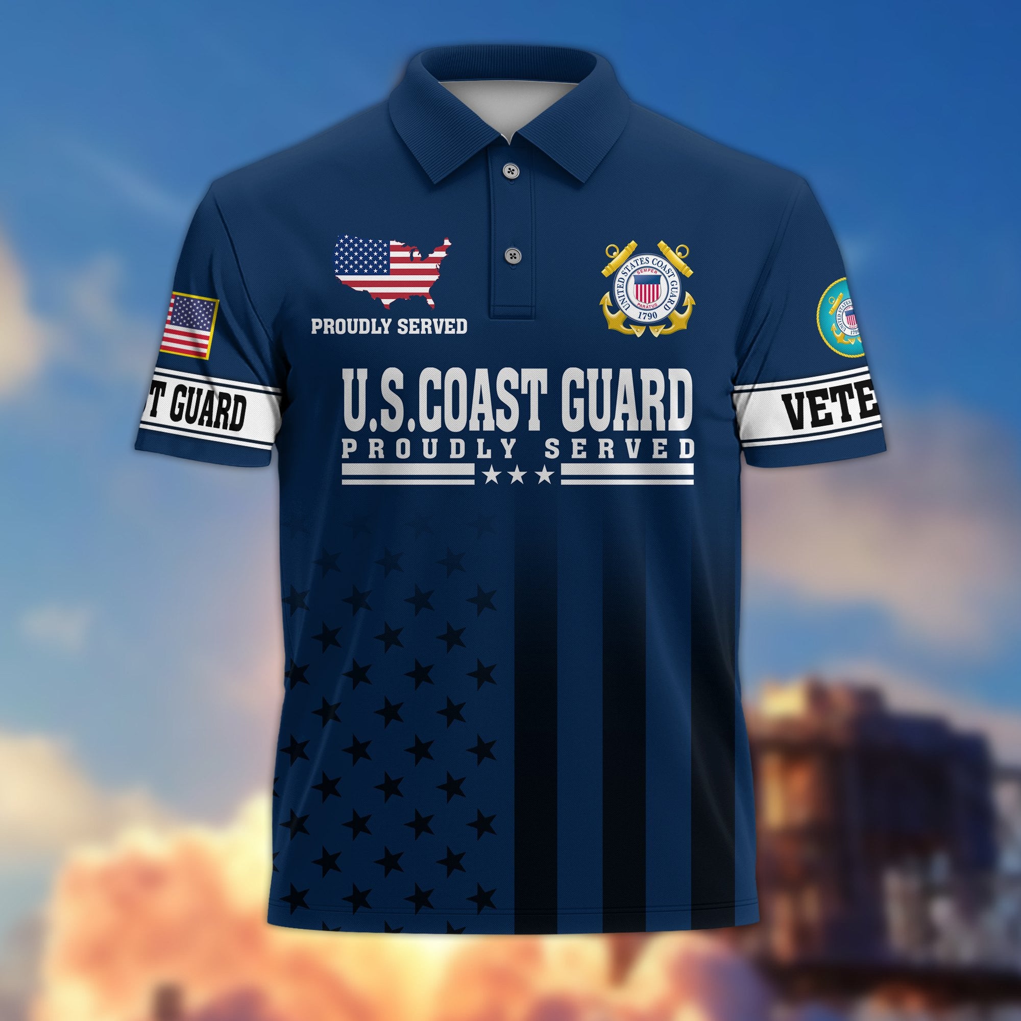 Premium US Veterans Polo Shirt, Gifts For US Veterans, Gifts On Father's Day, Independence Day, Armed Forces Day, Veterans Day.