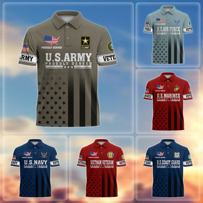 Premium US Veterans Polo Shirt, Gifts For US Veterans, Gifts On Father's Day, Independence Day, Armed Forces Day, Veterans Day.