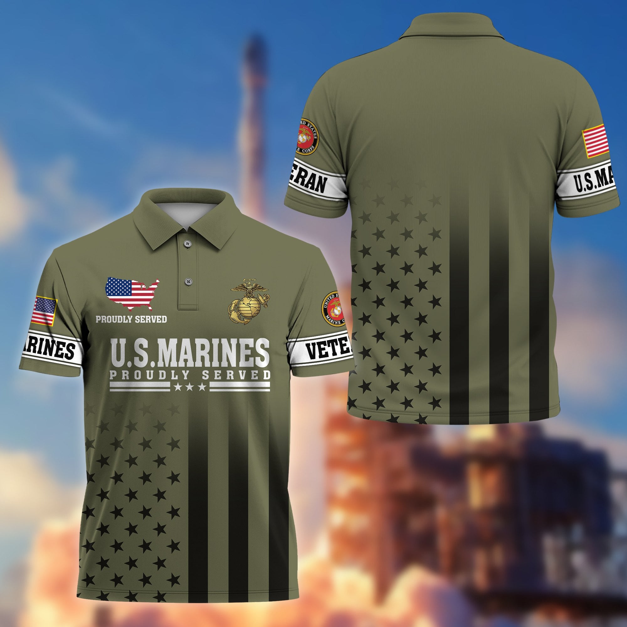 Premium US Veterans Polo Shirt, Gifts For US Veterans, Gifts On Father's Day, Independence Day, Armed Forces Day, Veterans Day.