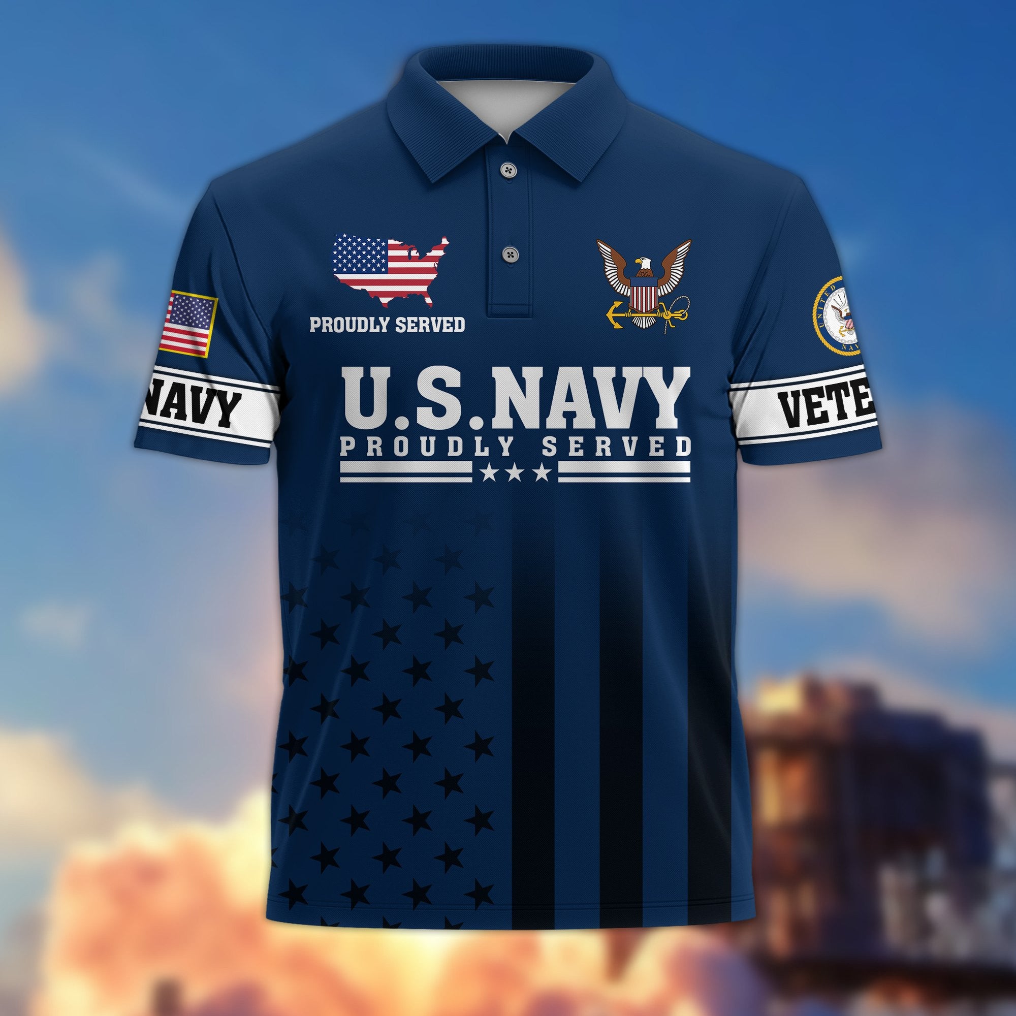 Premium US Veterans Polo Shirt, Gifts For US Veterans, Gifts On Father's Day, Independence Day, Armed Forces Day, Veterans Day.