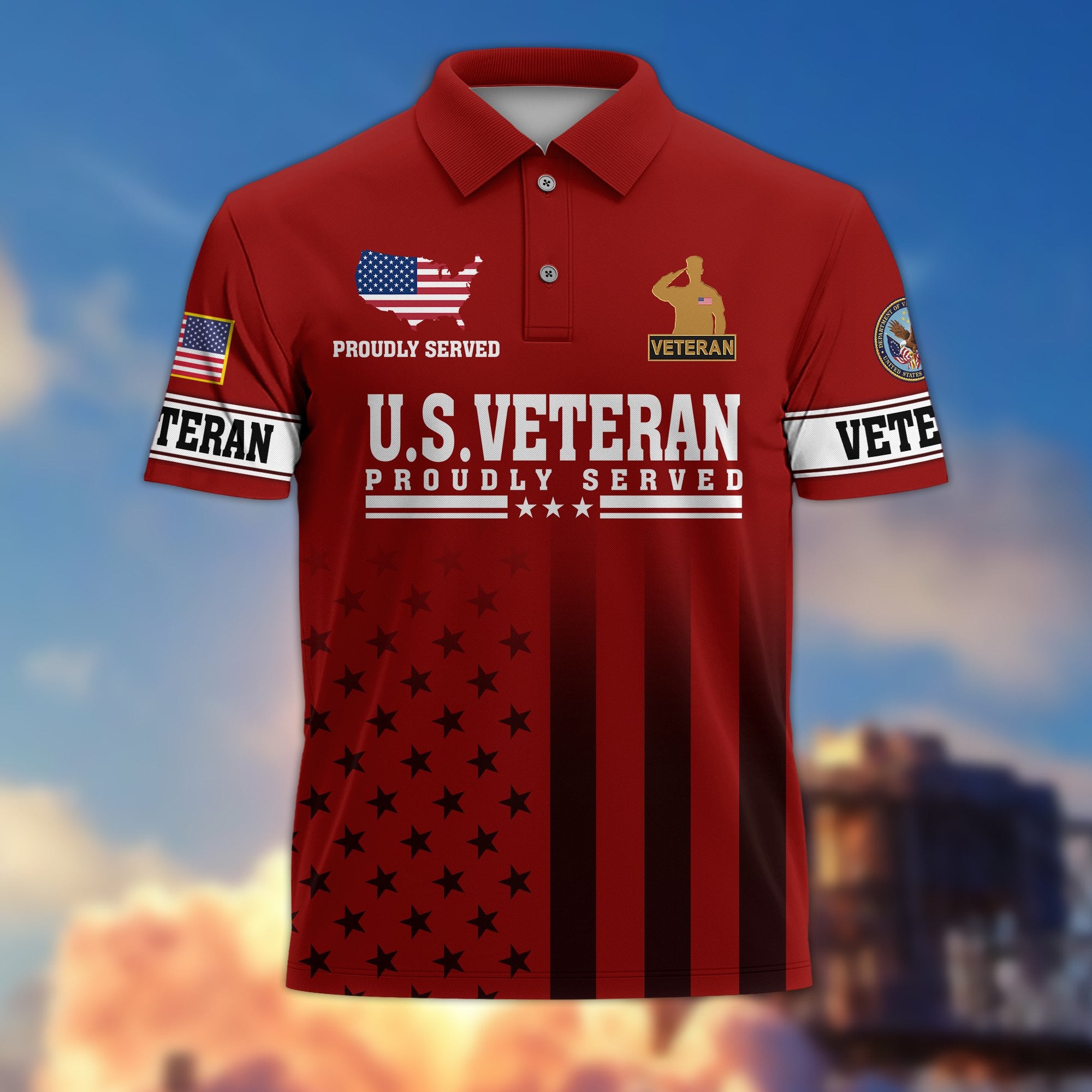 Premium US Veterans Polo Shirt, Gifts For US Veterans, Gifts On Father's Day, Independence Day, Armed Forces Day, Veterans Day.