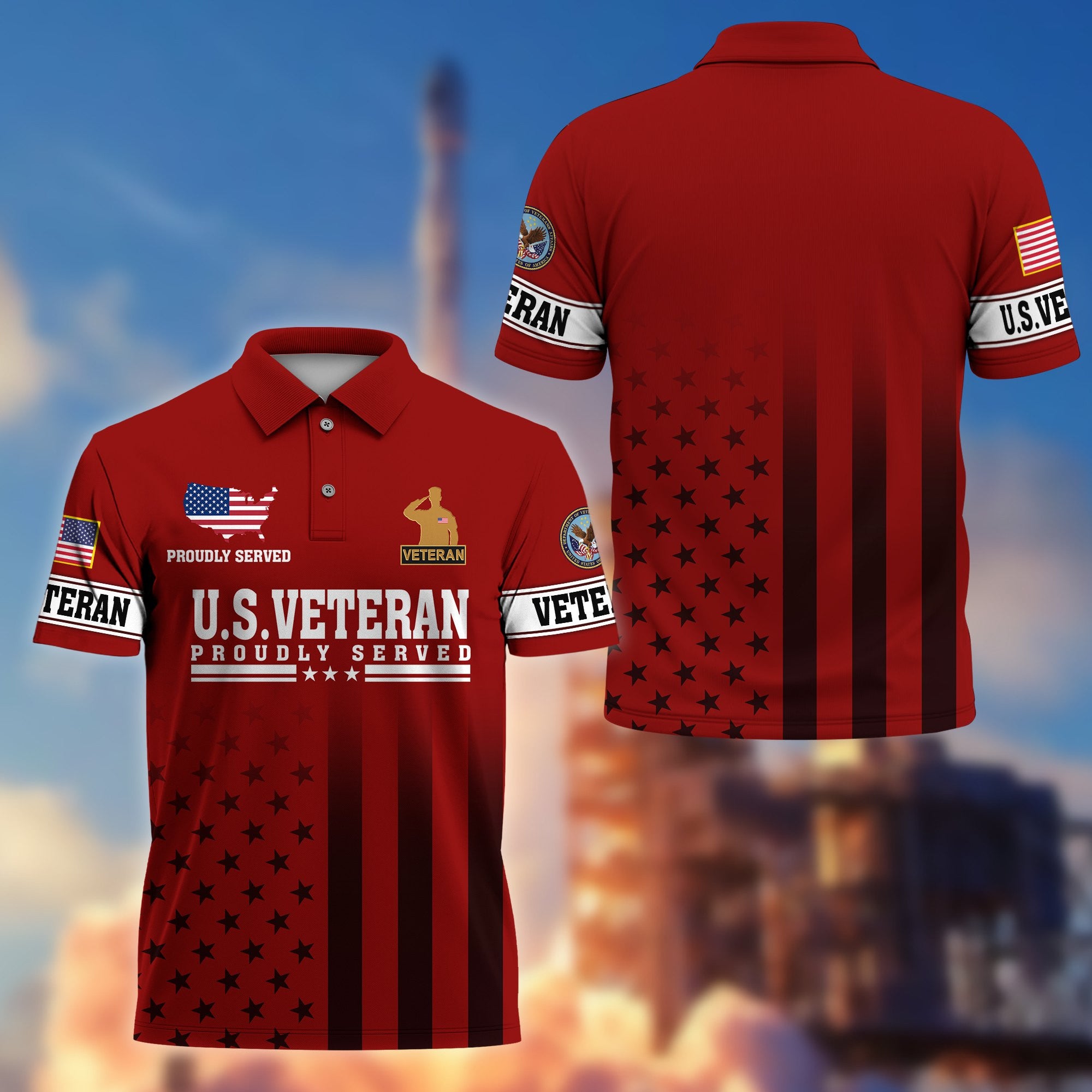 Premium US Veterans Polo Shirt, Gifts For US Veterans, Gifts On Father's Day, Independence Day, Armed Forces Day, Veterans Day.