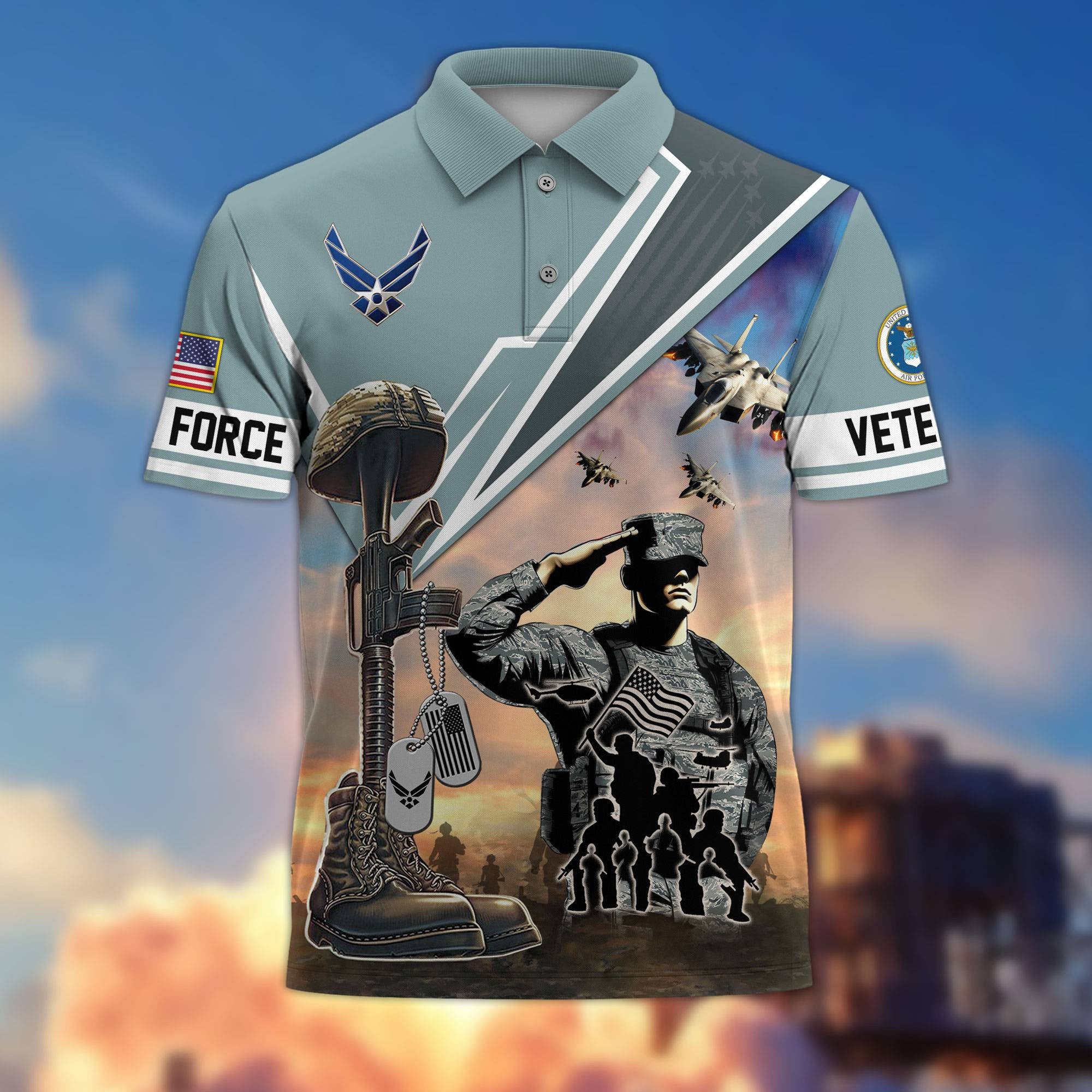 Premium US Veterans Polo Shirt, Gifts For US Veterans, Gifts On Father's Day, Independence Day, Armed Forces Day, Veterans Day.