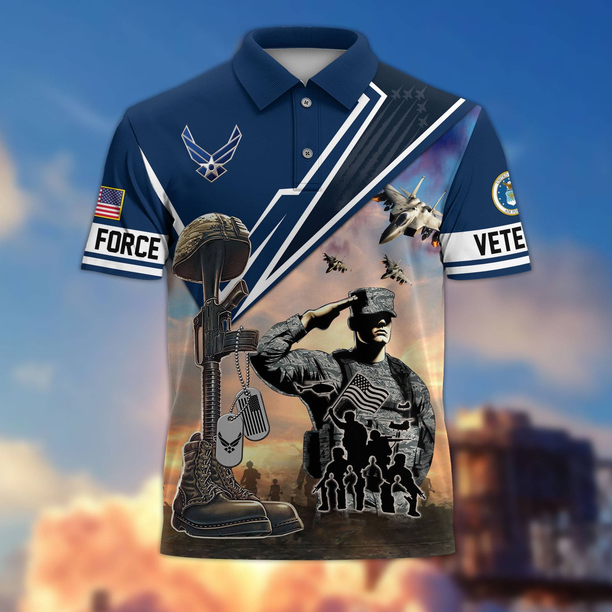 Premium US Veterans Polo Shirt, Gifts For US Veterans, Gifts On Father's Day, Independence Day, Armed Forces Day, Veterans Day.