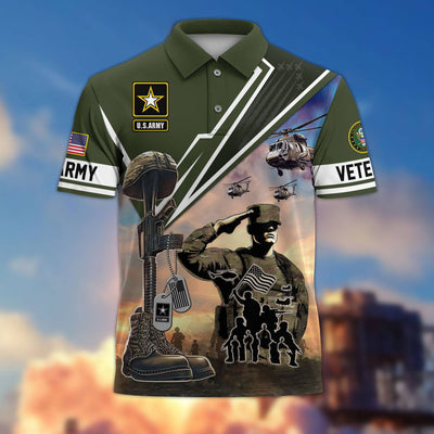 Premium US Veterans Polo Shirt, Gifts For US Veterans, Gifts On Father's Day, Independence Day, Armed Forces Day, Veterans Day.