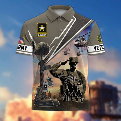 Premium US Veterans Polo Shirt, Gifts For US Veterans, Gifts On Father's Day, Independence Day, Armed Forces Day, Veterans Day.