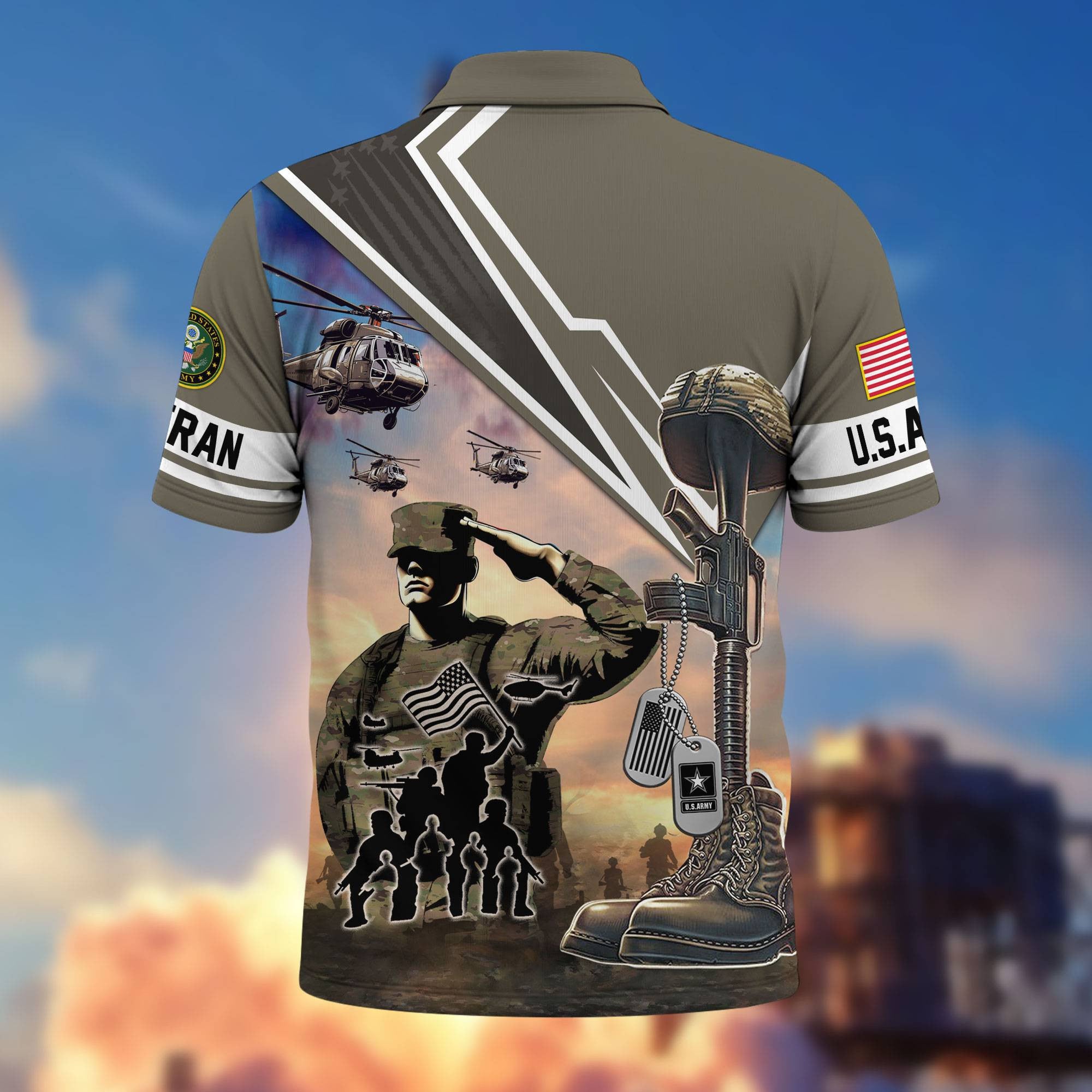 Premium US Veterans Polo Shirt, Gifts For US Veterans, Gifts On Father's Day, Independence Day, Armed Forces Day, Veterans Day.