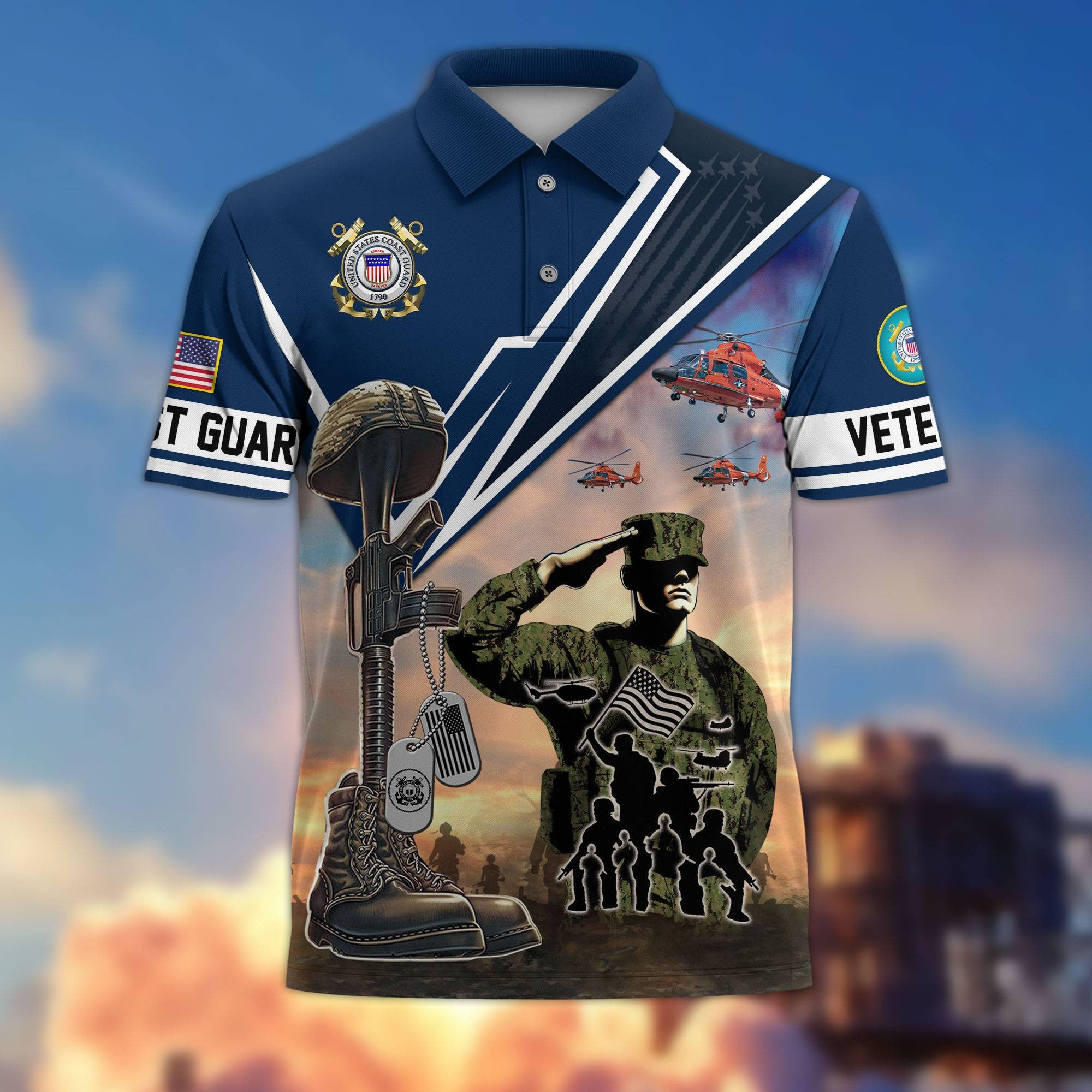 Premium US Veterans Polo Shirt, Gifts For US Veterans, Gifts On Father's Day, Independence Day, Armed Forces Day, Veterans Day.