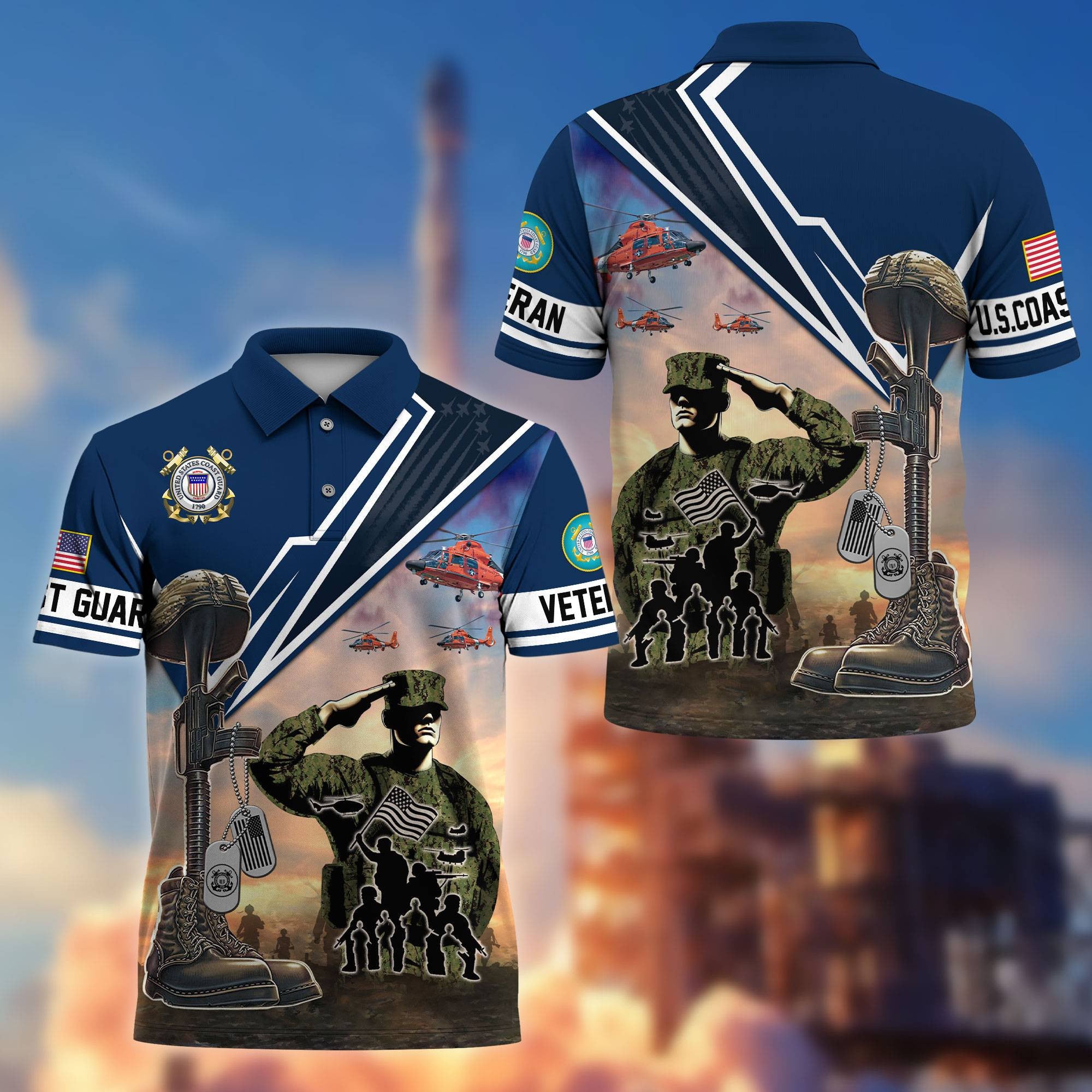 Premium US Veterans Polo Shirt, Gifts For US Veterans, Gifts On Father's Day, Independence Day, Armed Forces Day, Veterans Day.