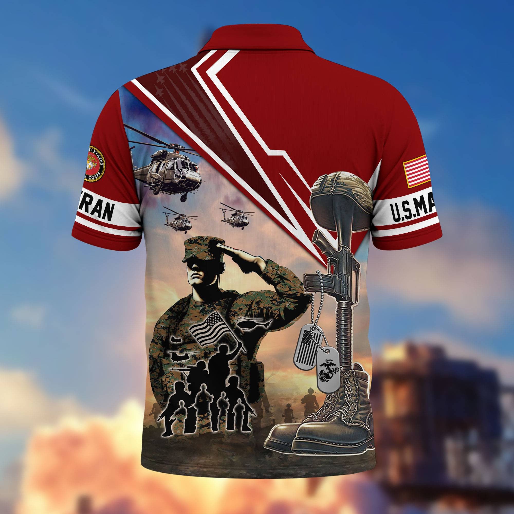 Premium US Veterans Polo Shirt, Gifts For US Veterans, Gifts On Father's Day, Independence Day, Armed Forces Day, Veterans Day.