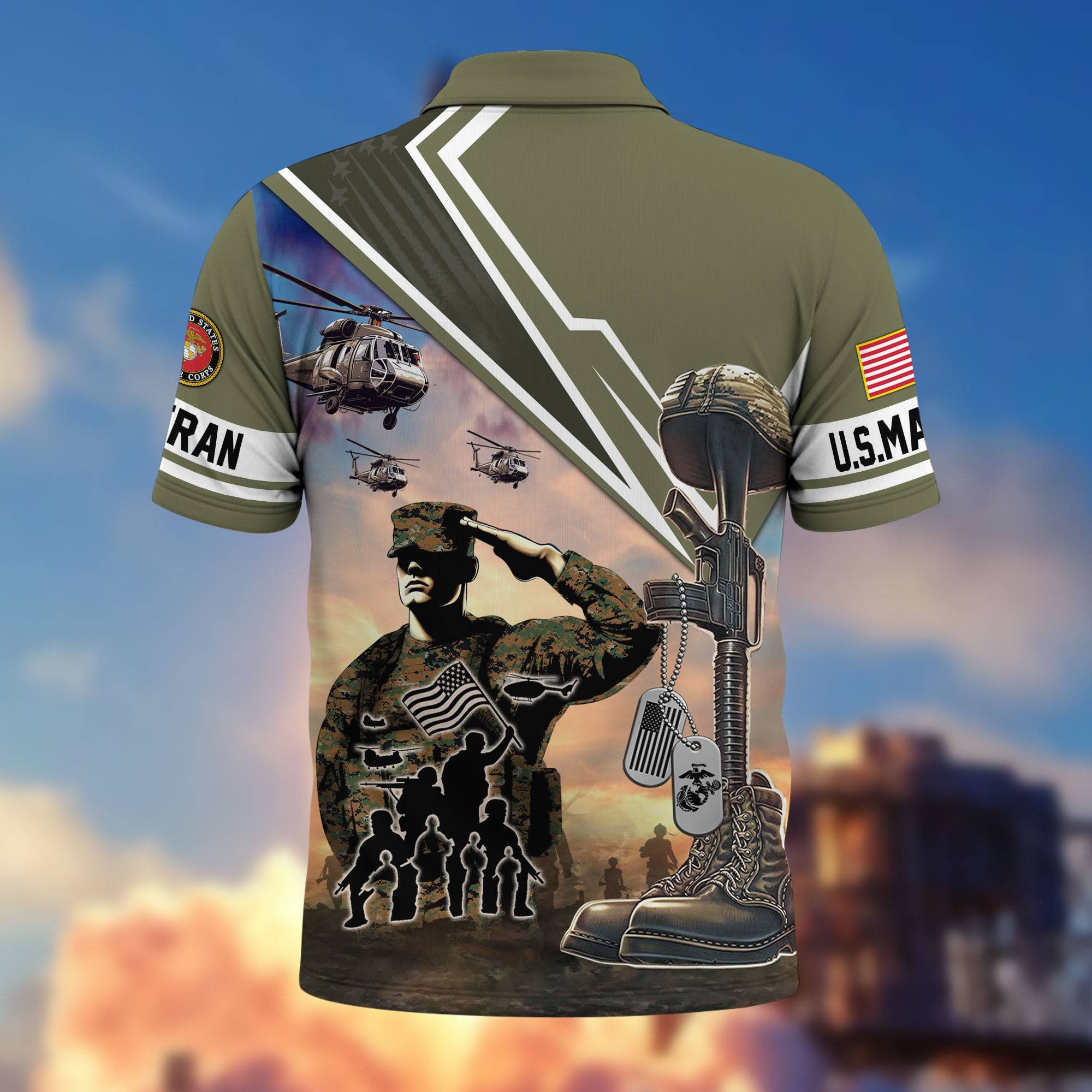 Premium US Veterans Polo Shirt, Gifts For US Veterans, Gifts On Father's Day, Independence Day, Armed Forces Day, Veterans Day.