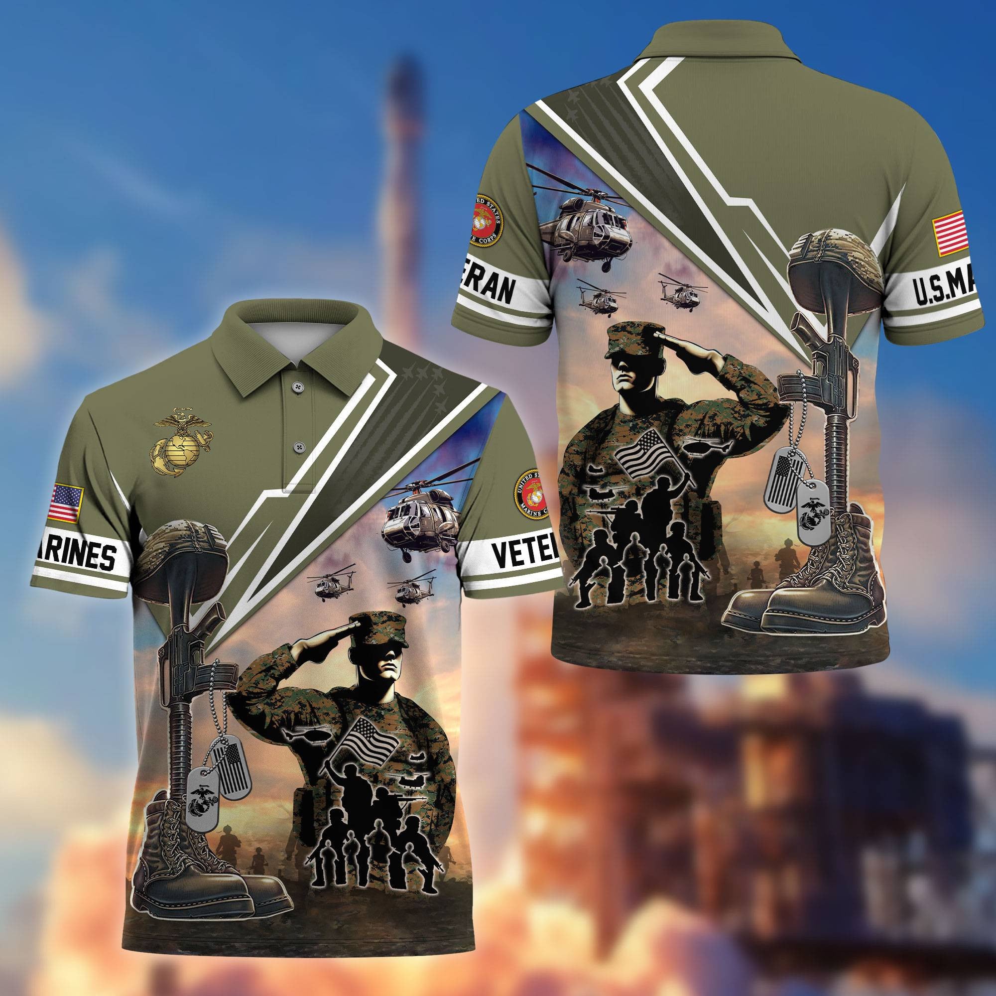 Premium US Veterans Polo Shirt, Gifts For US Veterans, Gifts On Father's Day, Independence Day, Armed Forces Day, Veterans Day.