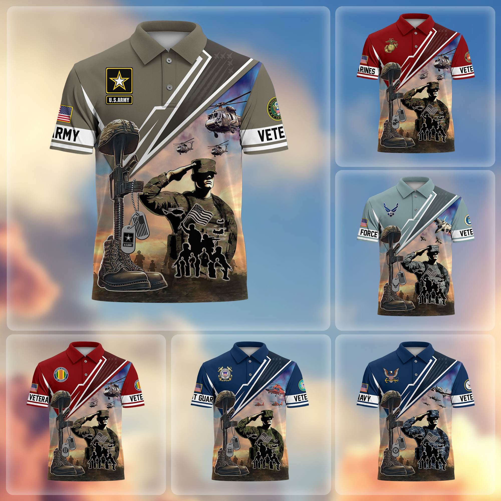 Premium US Veterans Polo Shirt, Gifts For US Veterans, Gifts On Father's Day, Independence Day, Armed Forces Day, Veterans Day.