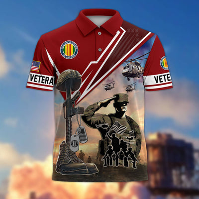 Premium US Veterans Polo Shirt, Gifts For US Veterans, Gifts On Father's Day, Independence Day, Armed Forces Day, Veterans Day.
