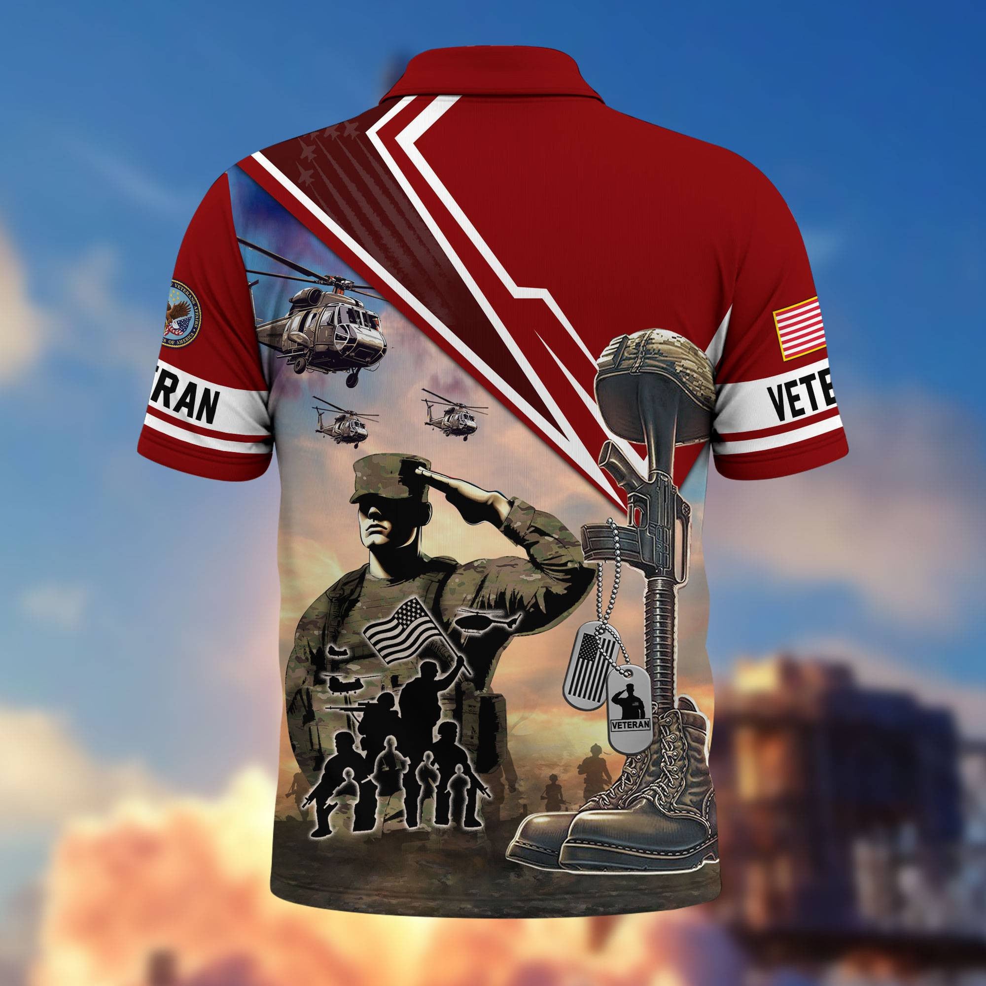 Premium US Veterans Polo Shirt, Gifts For US Veterans, Gifts On Father's Day, Independence Day, Armed Forces Day, Veterans Day.