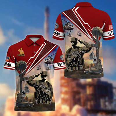 Premium US Veterans Polo Shirt, Gifts For US Veterans, Gifts On Father's Day, Independence Day, Armed Forces Day, Veterans Day.
