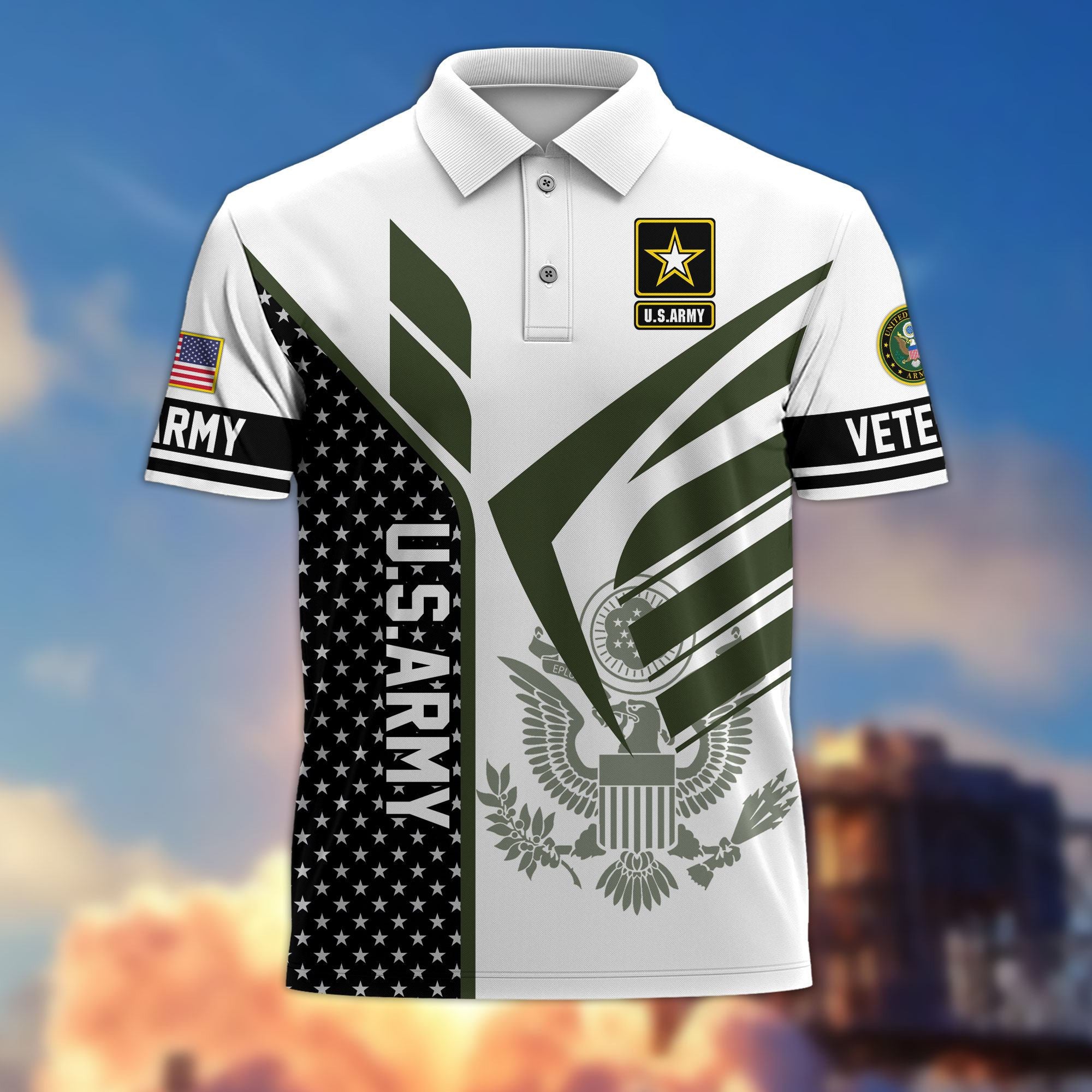 Premium US Veterans Polo Shirt, Gifts For US Veterans, Gifts On Father's Day, Independence Day, Armed Forces Day, Veterans Day.