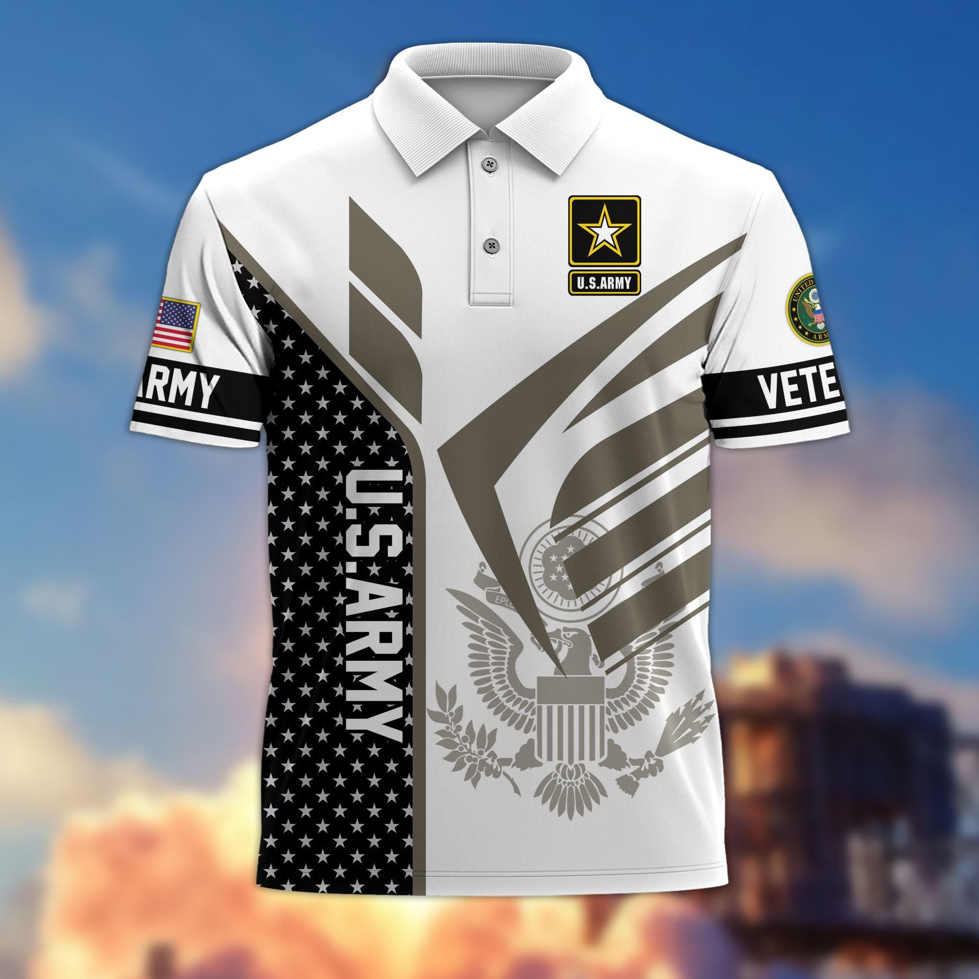 Premium US Veterans Polo Shirt, Gifts For US Veterans, Gifts On Father's Day, Independence Day, Armed Forces Day, Veterans Day.