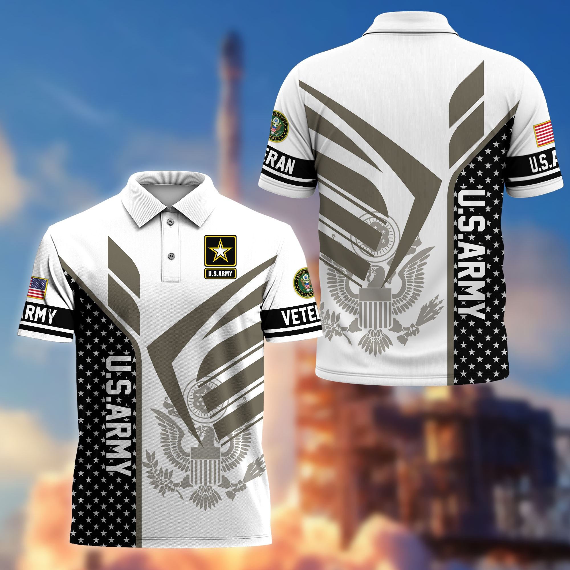 Premium US Veterans Polo Shirt, Gifts For US Veterans, Gifts On Father's Day, Independence Day, Armed Forces Day, Veterans Day.
