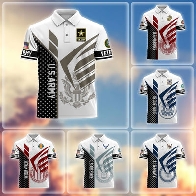Premium US Veterans Polo Shirt, Gifts For US Veterans, Gifts On Father's Day, Independence Day, Armed Forces Day, Veterans Day.