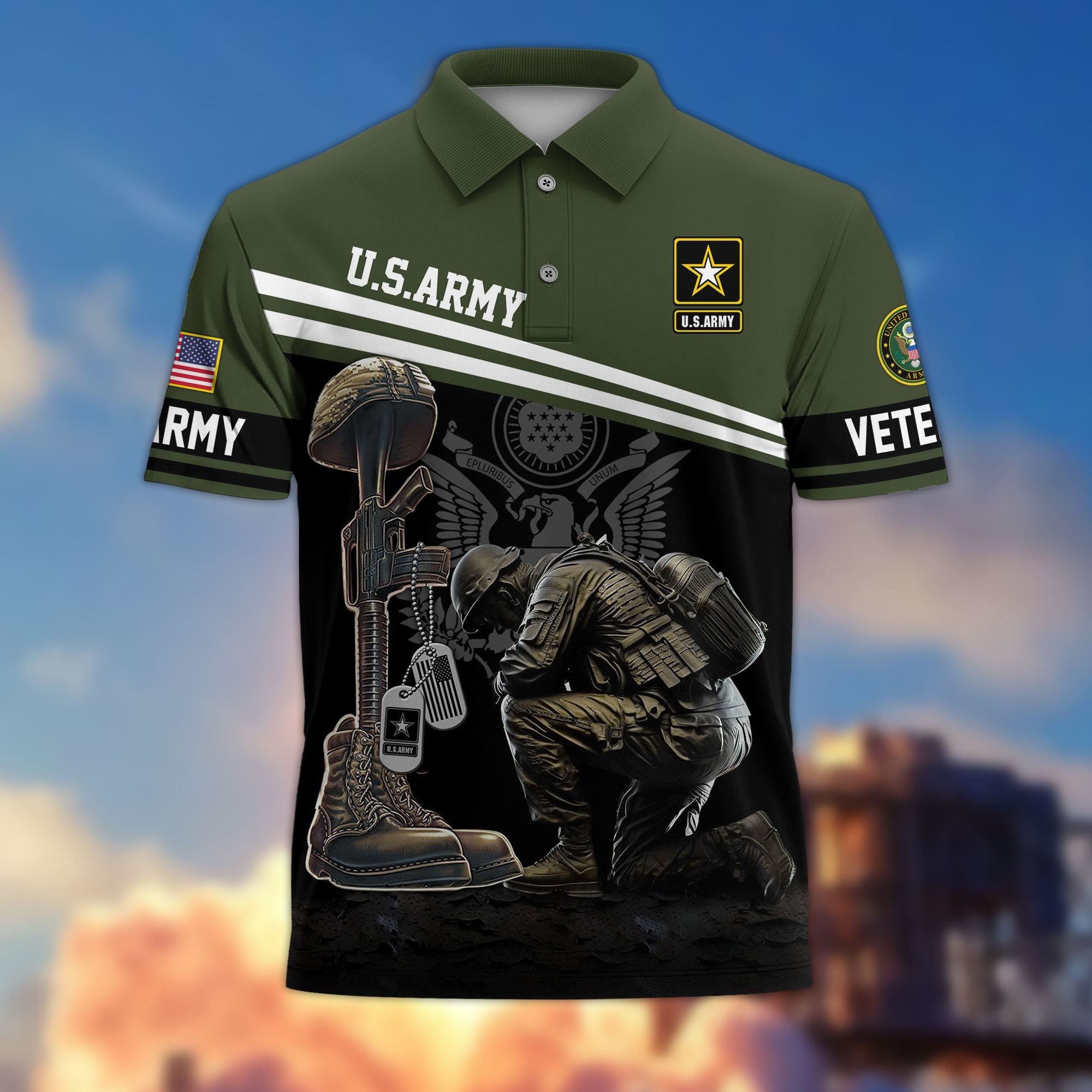 Premium US Veterans Polo Shirt, Gifts For US Veterans, Gifts On Father's Day, Independence Day, Armed Forces Day, Veterans Day.