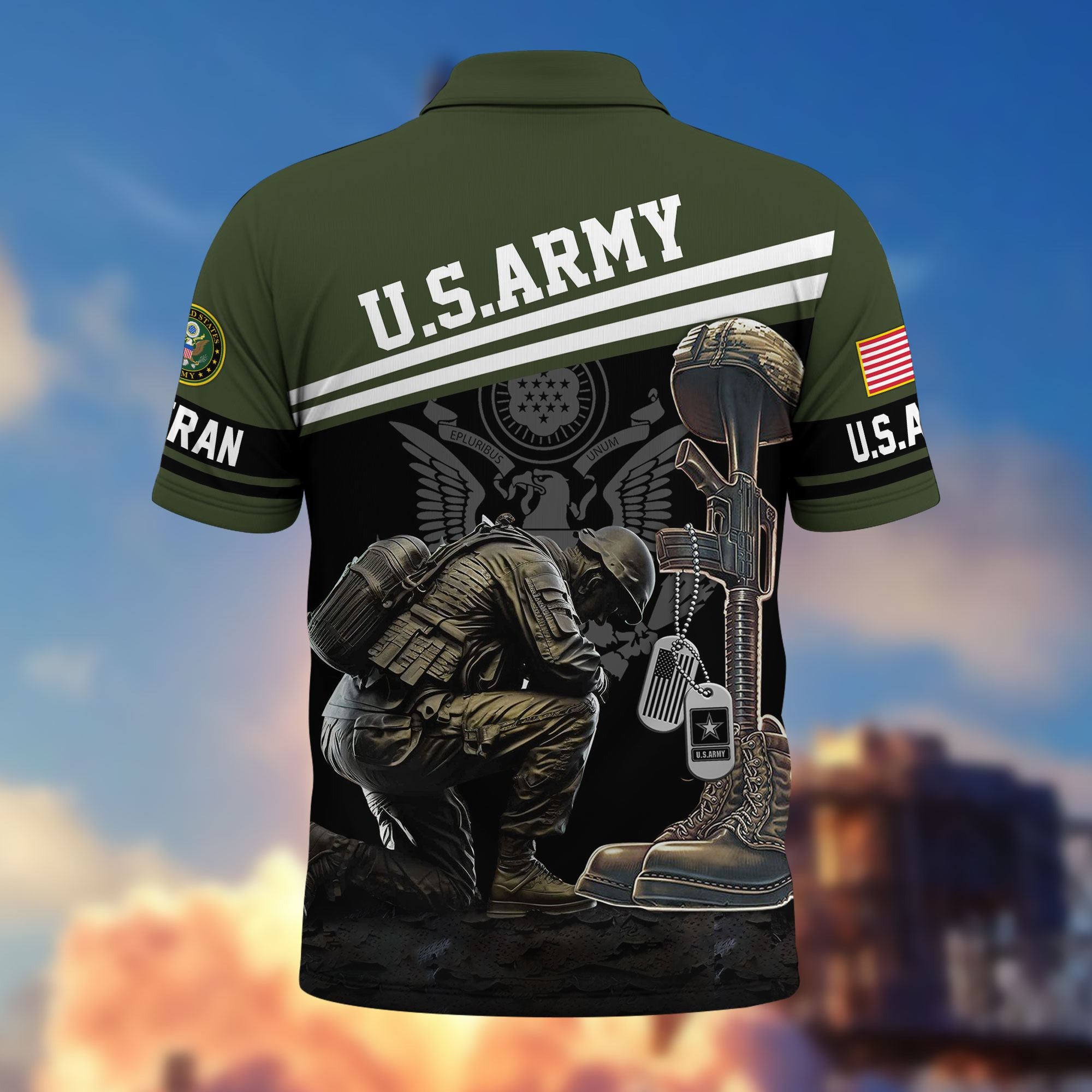 Premium US Veterans Polo Shirt, Gifts For US Veterans, Gifts On Father's Day, Independence Day, Armed Forces Day, Veterans Day.