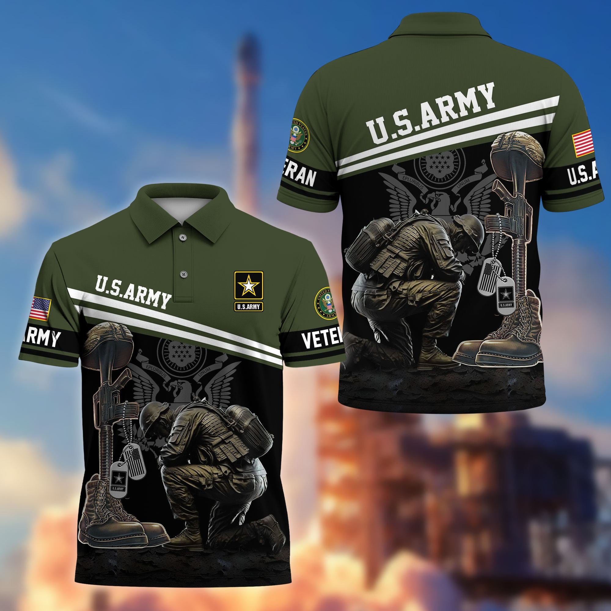 Premium US Veterans Polo Shirt, Gifts For US Veterans, Gifts On Father's Day, Independence Day, Armed Forces Day, Veterans Day.