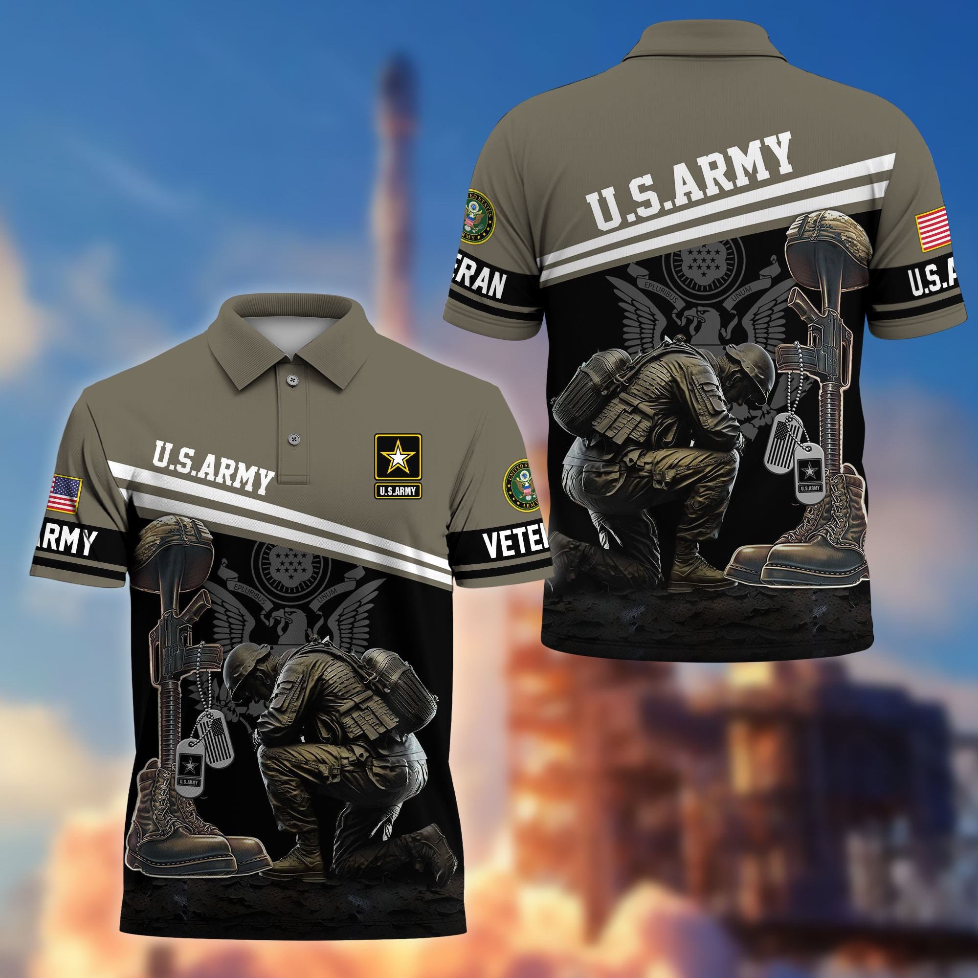 Premium US Veterans Polo Shirt, Gifts For US Veterans, Gifts On Father's Day, Independence Day, Armed Forces Day, Veterans Day.