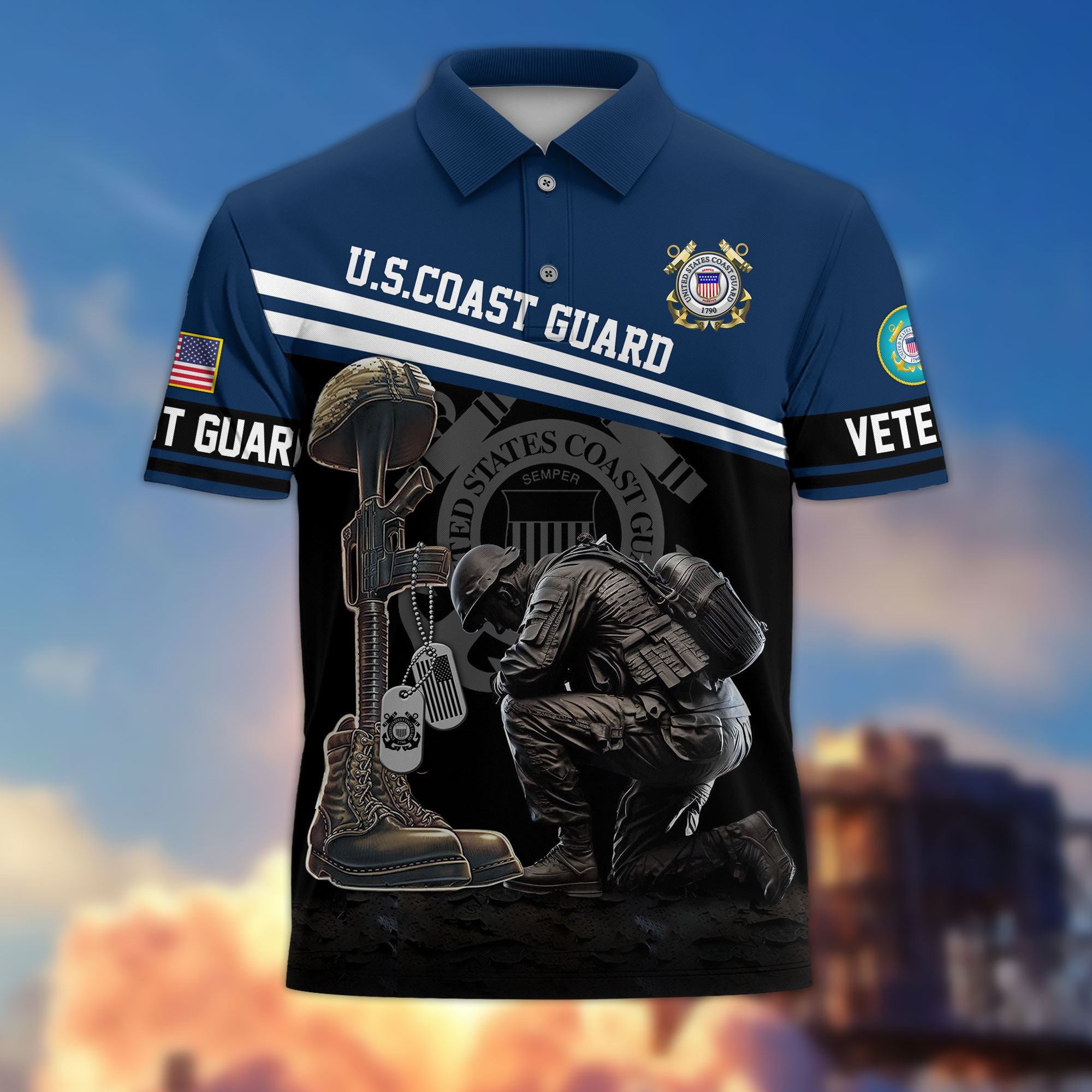 Premium US Veterans Polo Shirt, Gifts For US Veterans, Gifts On Father's Day, Independence Day, Armed Forces Day, Veterans Day.