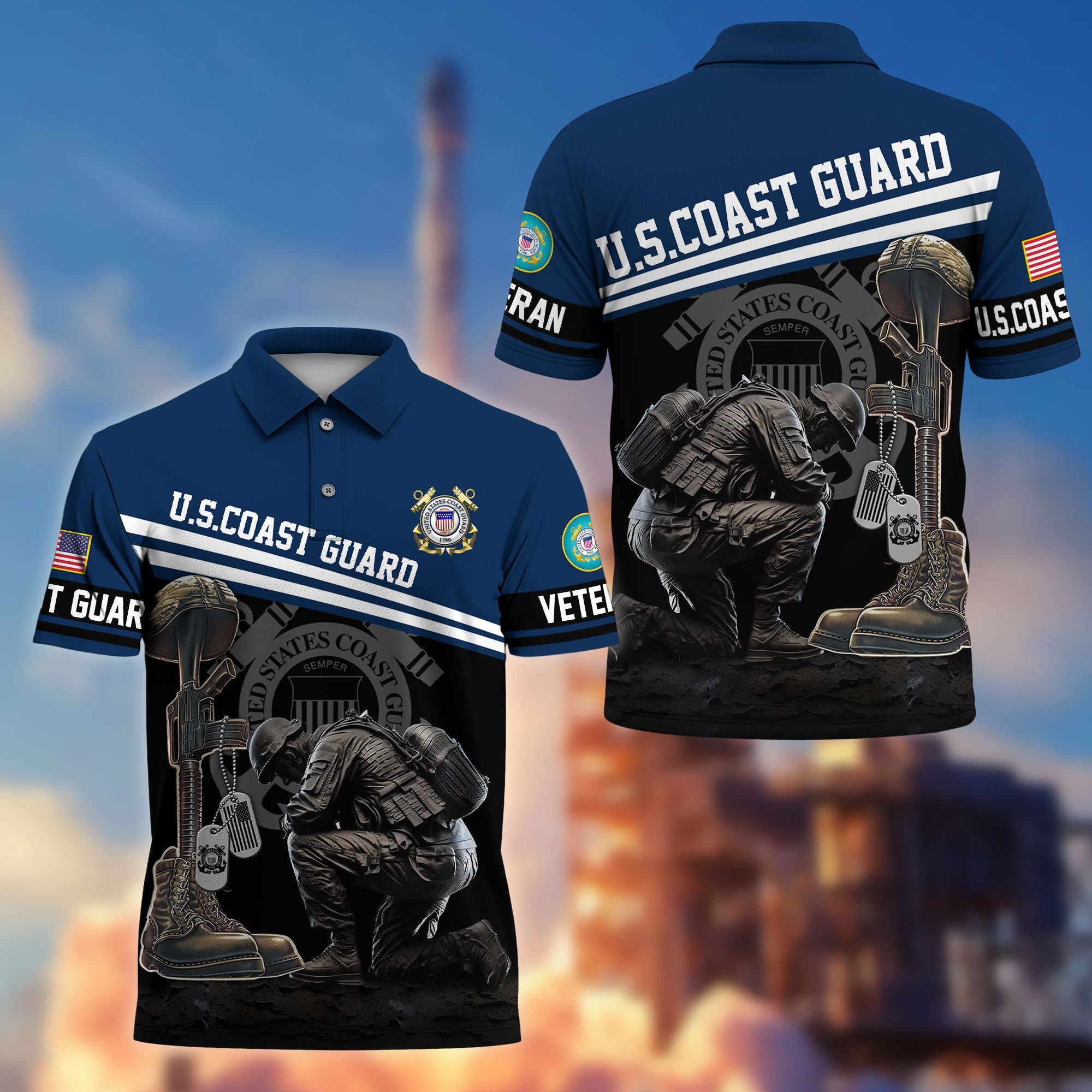 Premium US Veterans Polo Shirt, Gifts For US Veterans, Gifts On Father's Day, Independence Day, Armed Forces Day, Veterans Day.