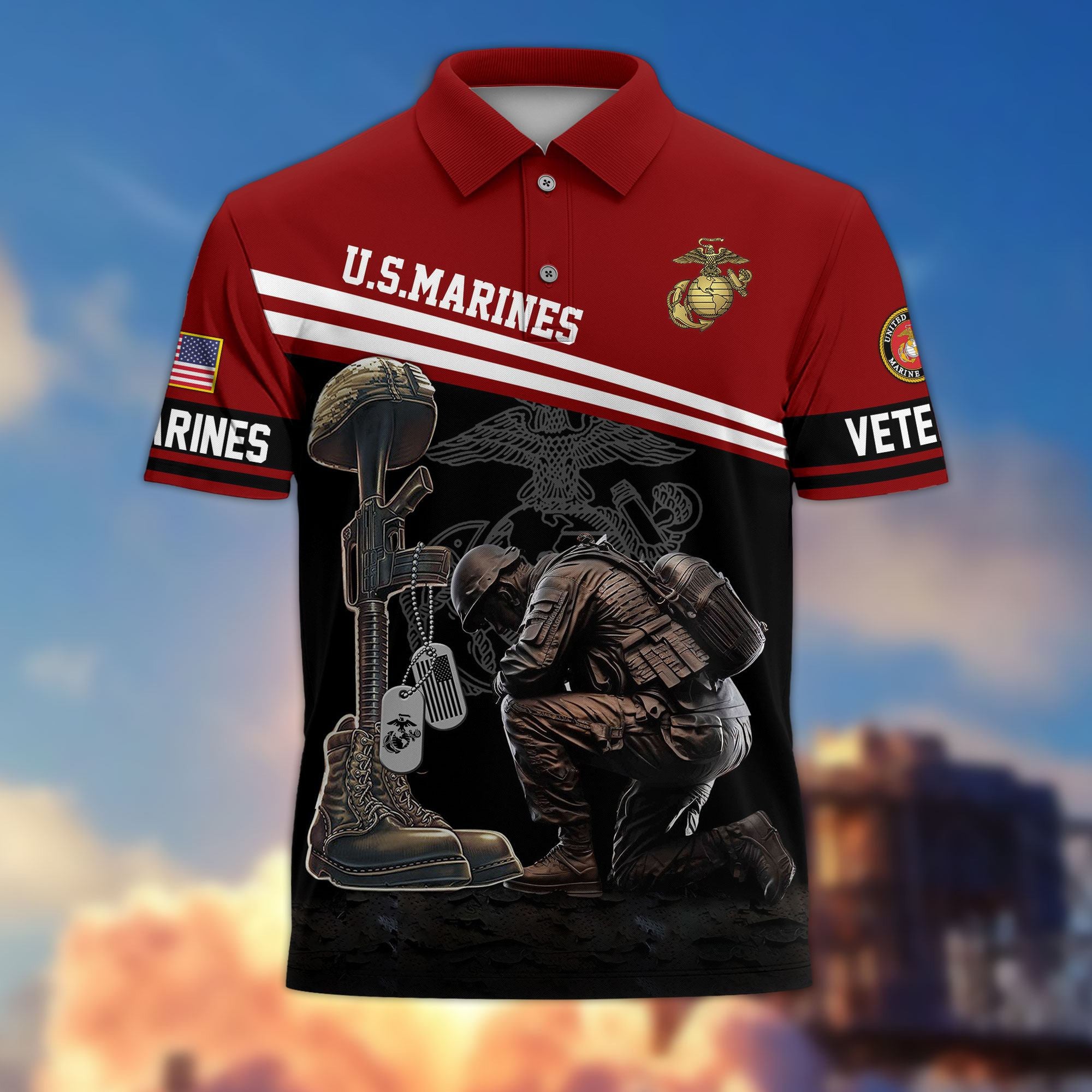 Premium US Veterans Polo Shirt, Gifts For US Veterans, Gifts On Father's Day, Independence Day, Armed Forces Day, Veterans Day.