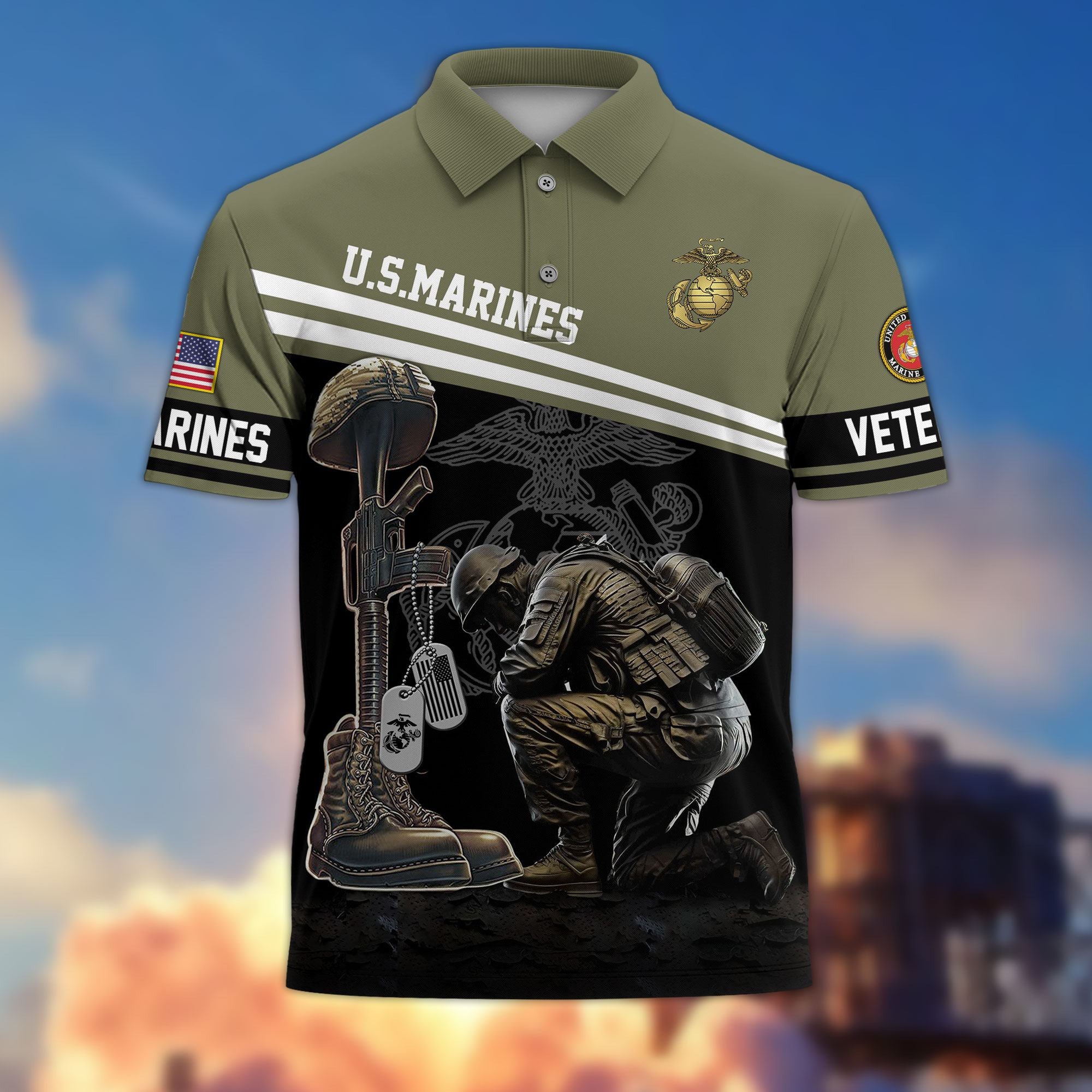 Premium US Veterans Polo Shirt, Gifts For US Veterans, Gifts On Father's Day, Independence Day, Armed Forces Day, Veterans Day.