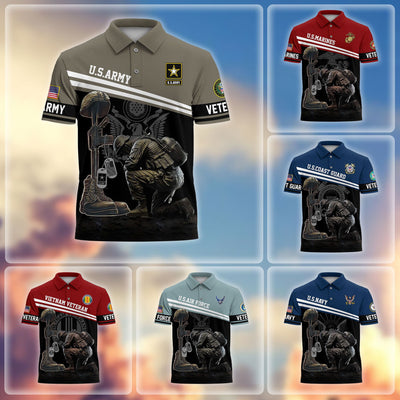 Premium US Veterans Polo Shirt, Gifts For US Veterans, Gifts On Father's Day, Independence Day, Armed Forces Day, Veterans Day.