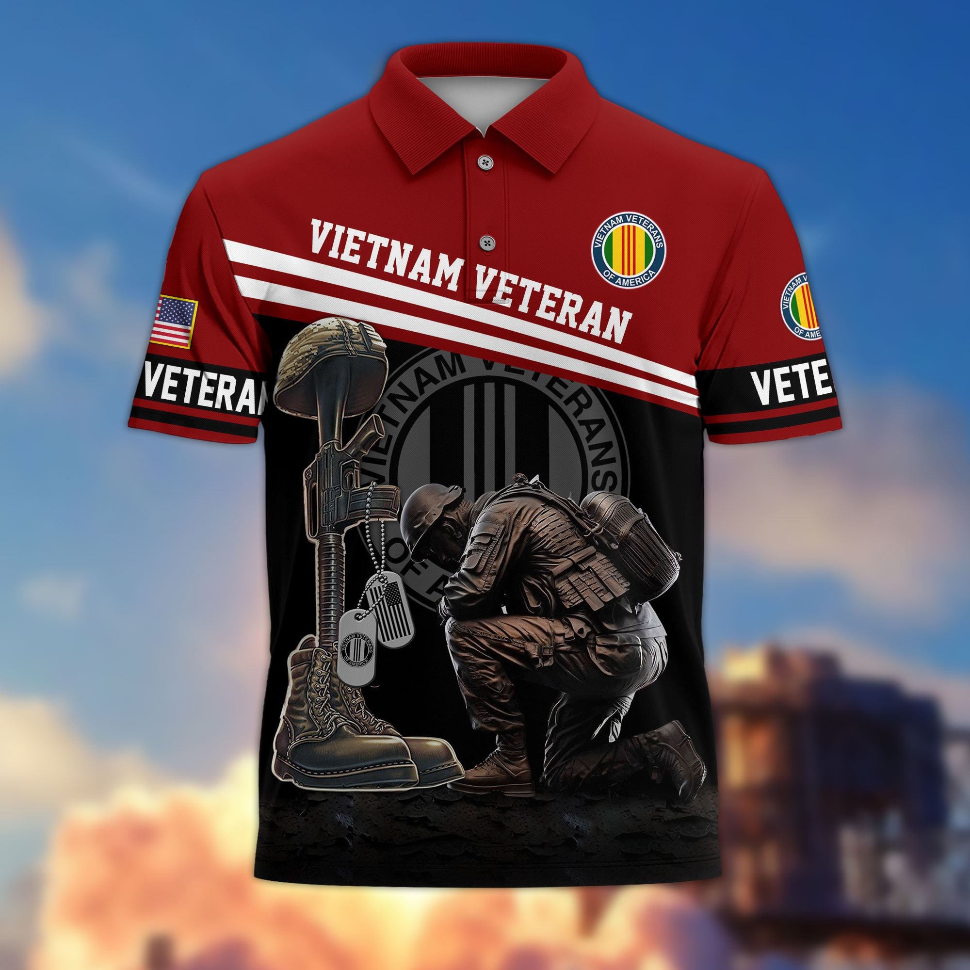 Premium US Veterans Polo Shirt, Gifts For US Veterans, Gifts On Father's Day, Independence Day, Armed Forces Day, Veterans Day.