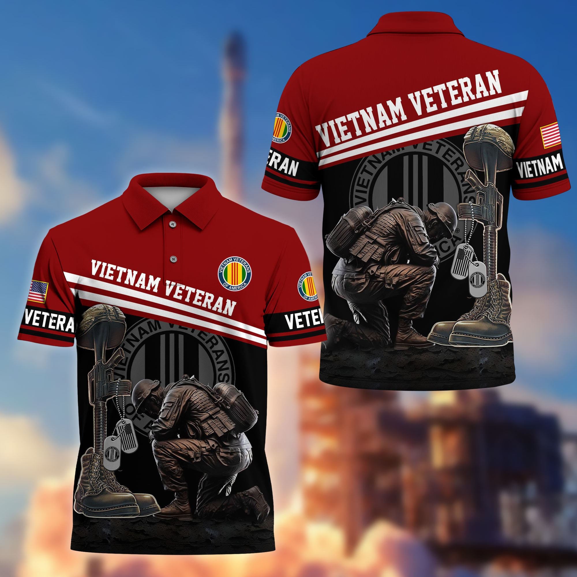 Premium US Veterans Polo Shirt, Gifts For US Veterans, Gifts On Father's Day, Independence Day, Armed Forces Day, Veterans Day.