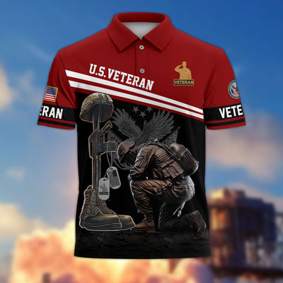 Premium US Veterans Polo Shirt, Gifts For US Veterans, Gifts On Father's Day, Independence Day, Armed Forces Day, Veterans Day.