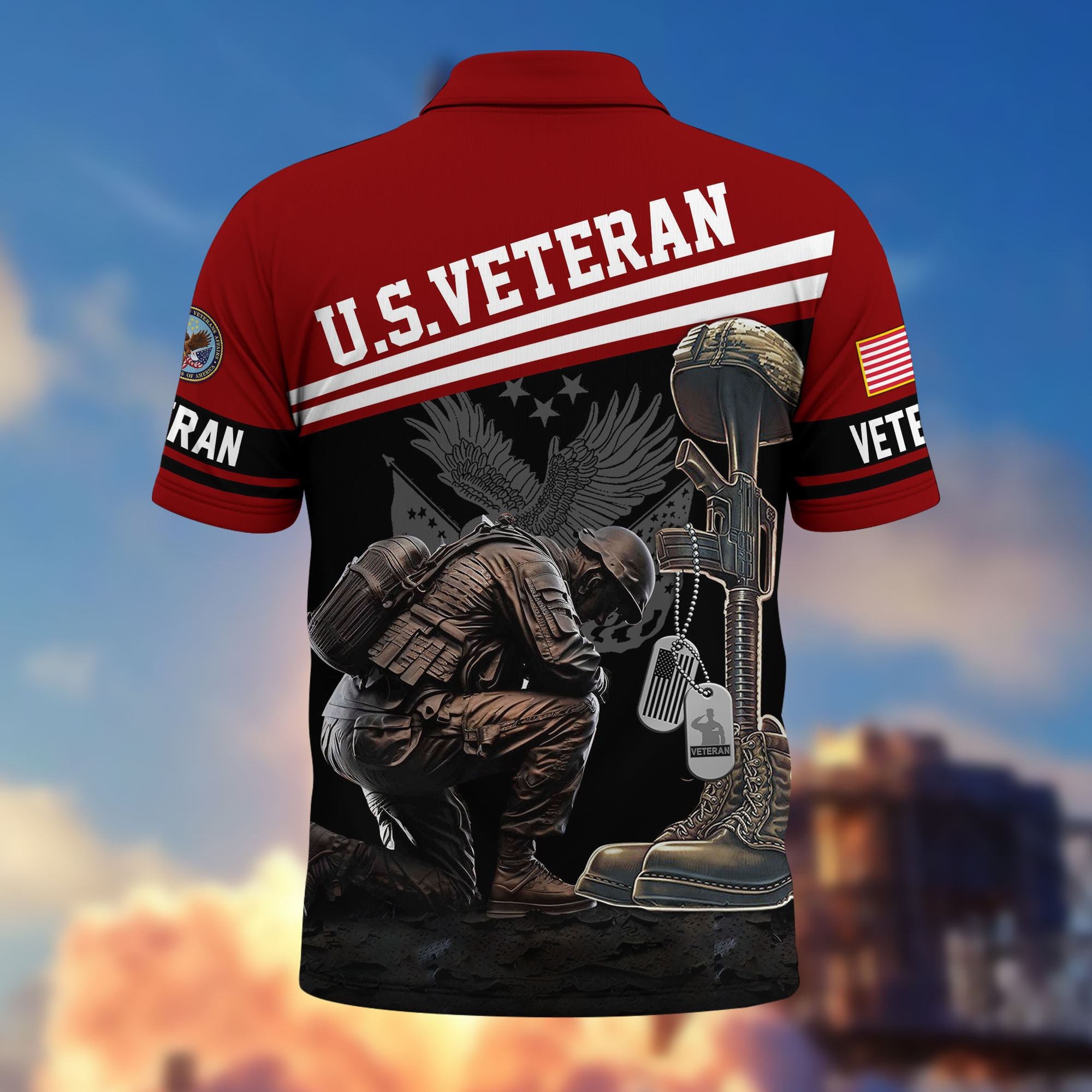 Premium US Veterans Polo Shirt, Gifts For US Veterans, Gifts On Father's Day, Independence Day, Armed Forces Day, Veterans Day.