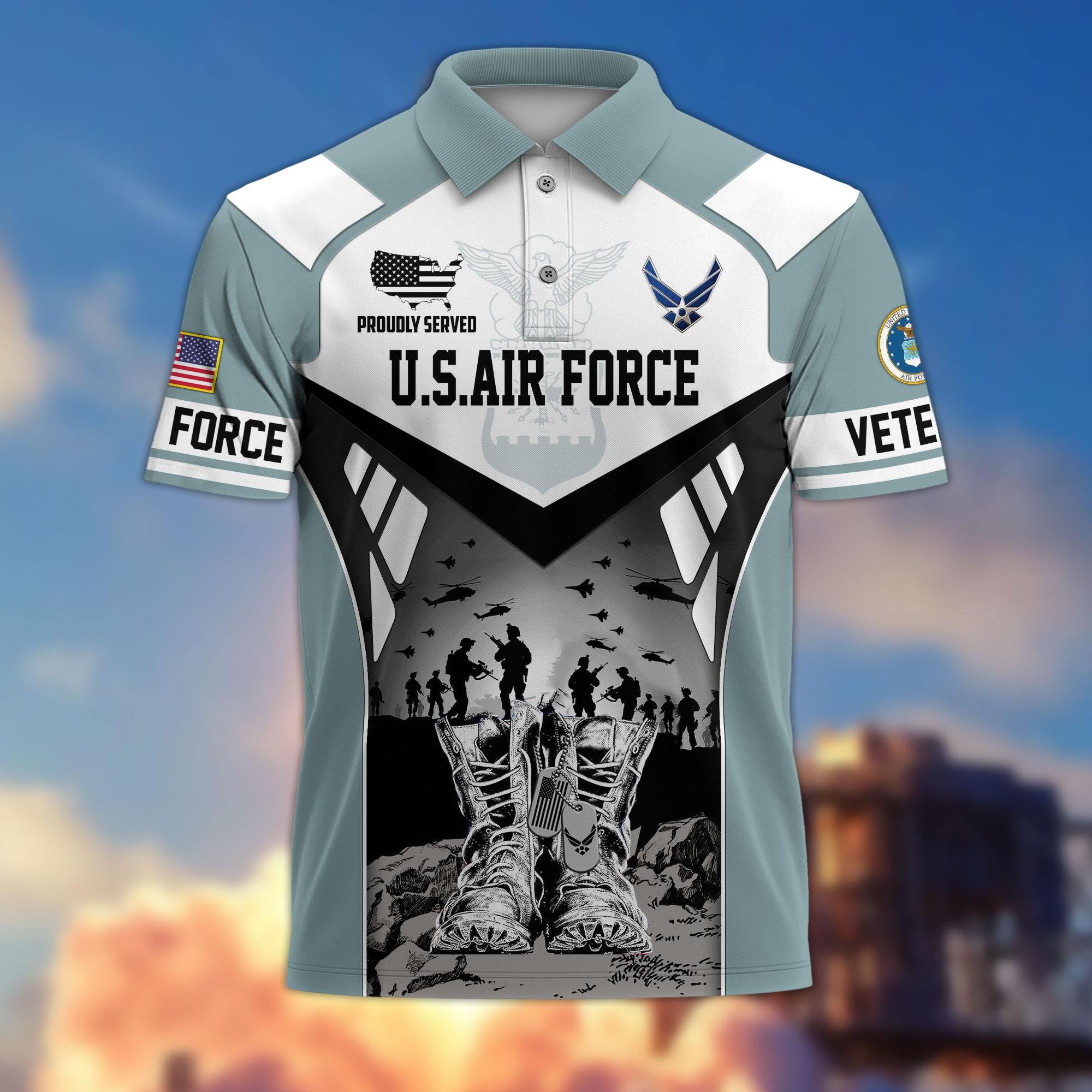 Premium US Veterans Polo Shirt, Gifts For US Veterans, Gifts On Father's Day, Independence Day, Armed Forces Day, Veterans Day.