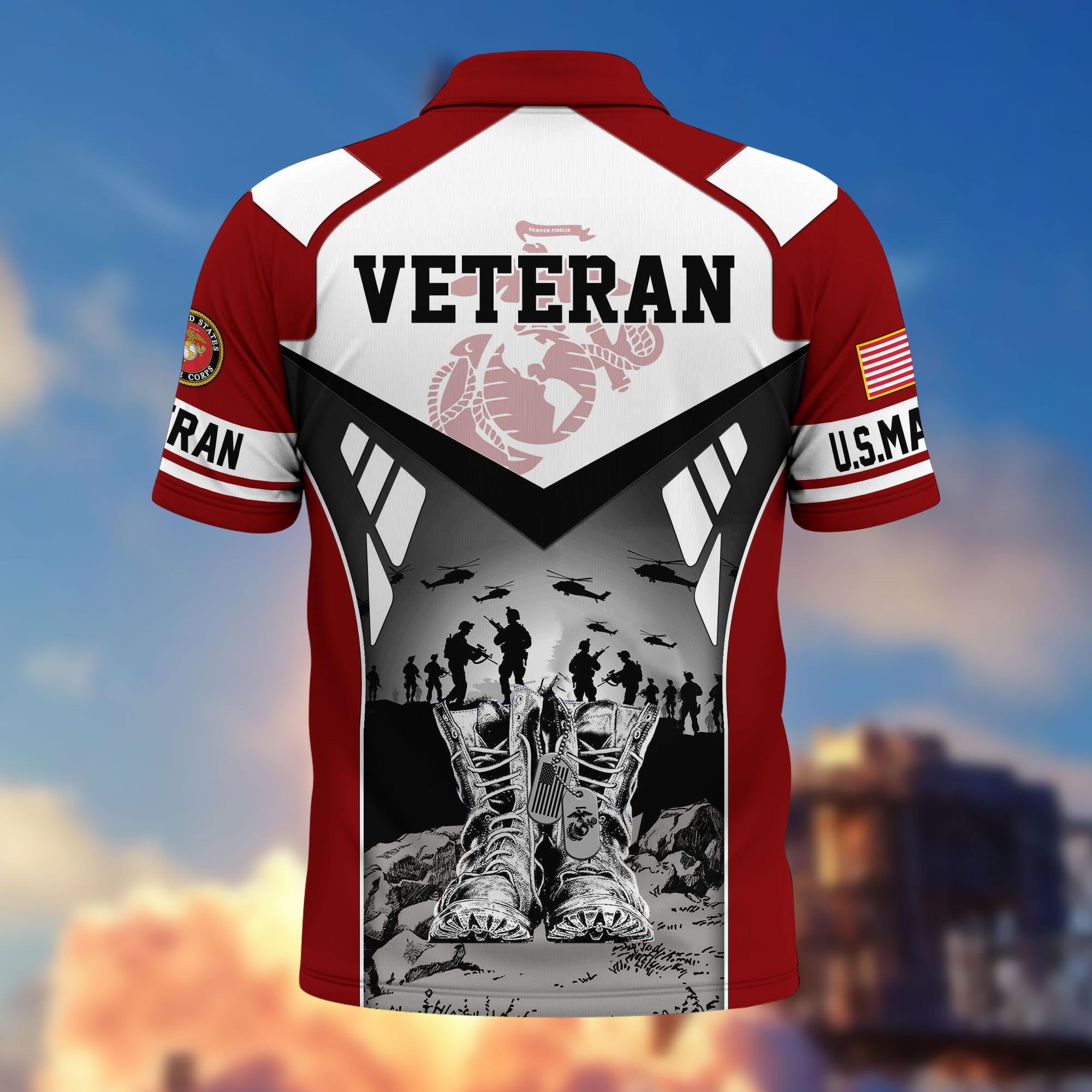 Premium US Veterans Polo Shirt, Gifts For US Veterans, Gifts On Father's Day, Independence Day, Armed Forces Day, Veterans Day.