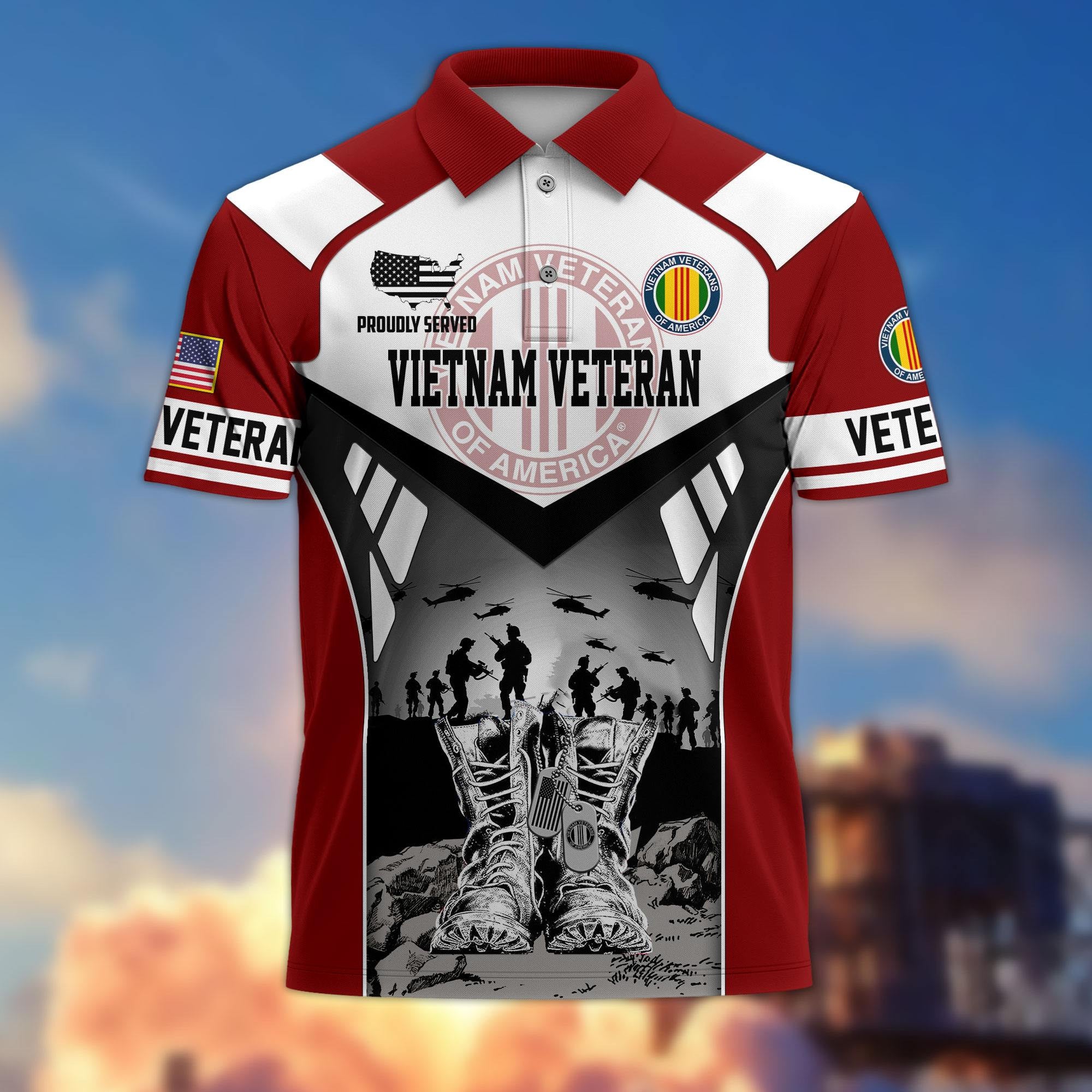 Premium US Veterans Polo Shirt, Gifts For US Veterans, Gifts On Father's Day, Independence Day, Armed Forces Day, Veterans Day.