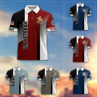 Premium US Veterans Polo Shirt, Gifts For US Veterans, Gifts On Father's Day, Independence Day, Armed Forces Day, Veterans Day.