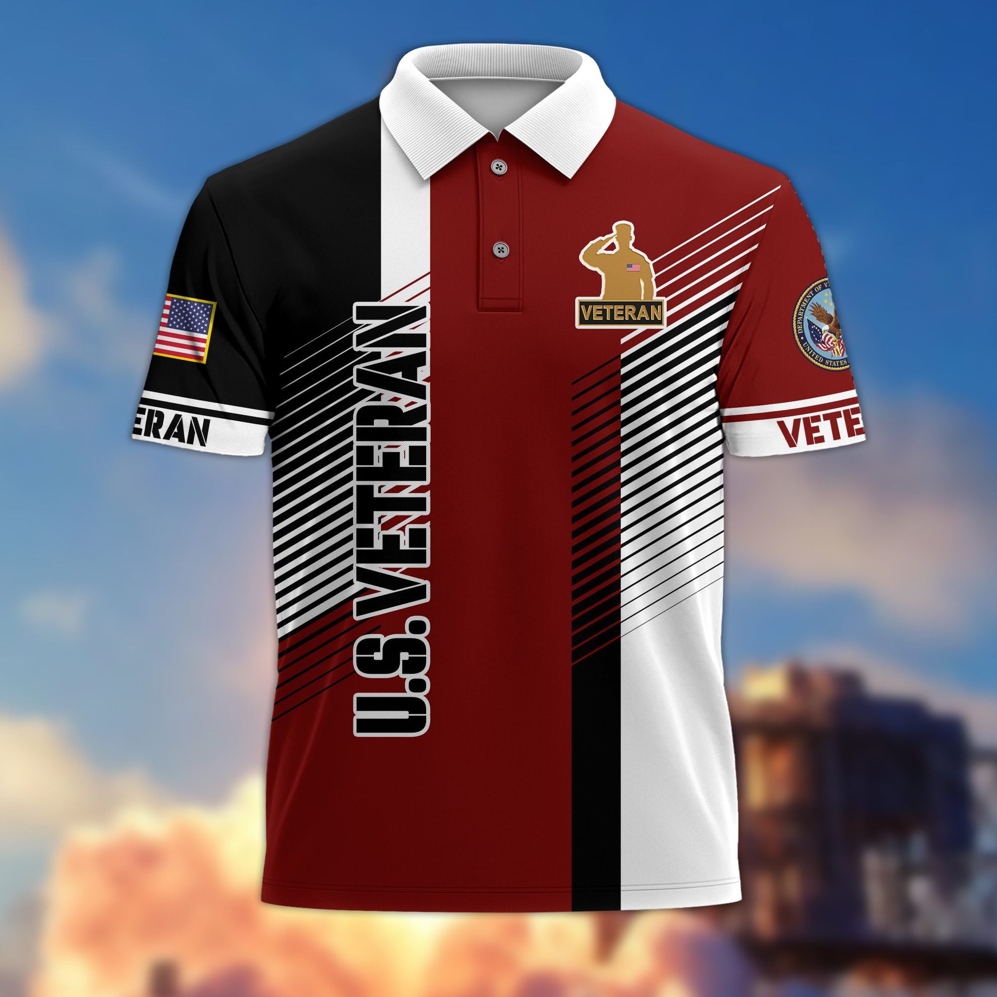 Premium US Veterans Polo Shirt, Gifts For US Veterans, Gifts On Father's Day, Independence Day, Armed Forces Day, Veterans Day.