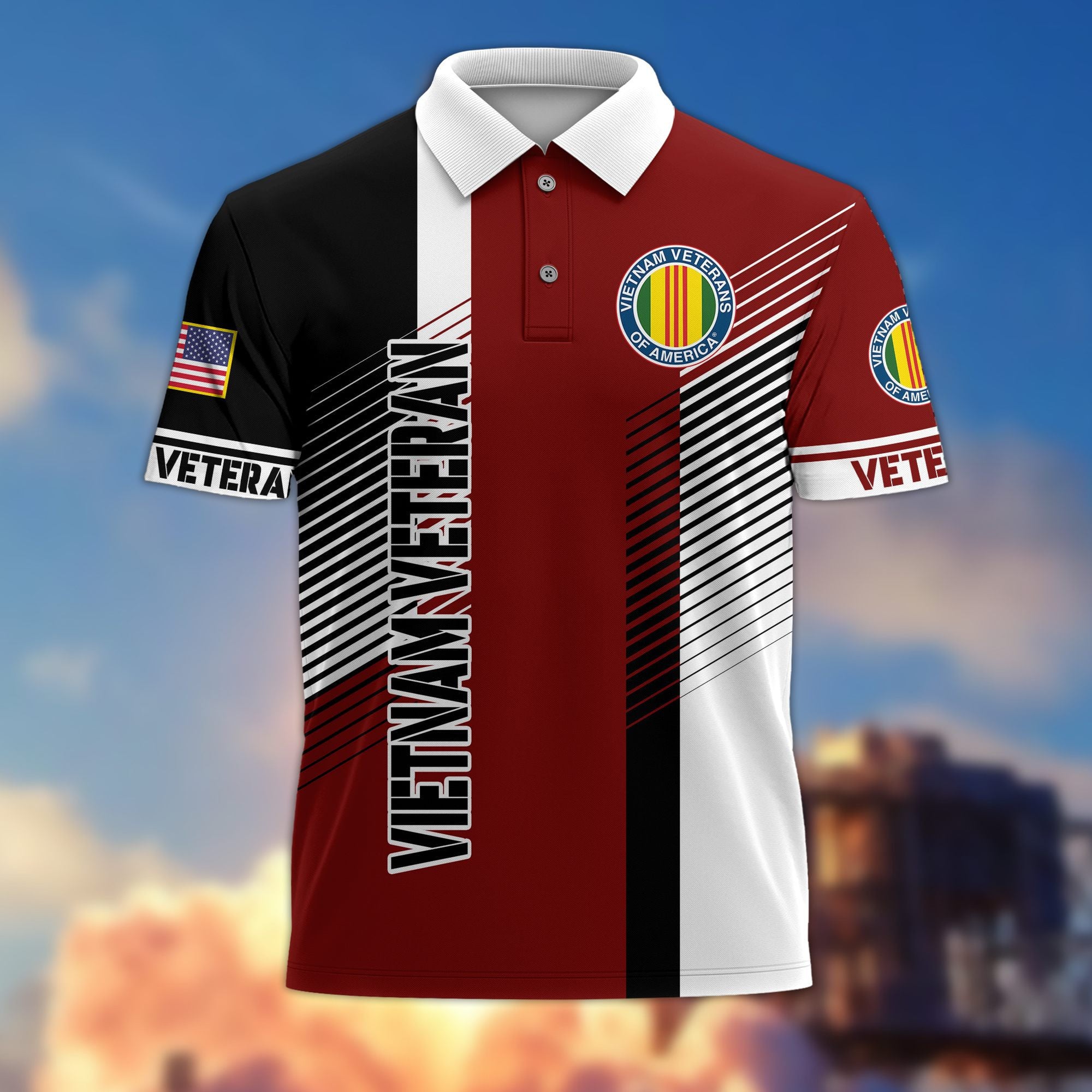 Premium US Veterans Polo Shirt, Gifts For US Veterans, Gifts On Father's Day, Independence Day, Armed Forces Day, Veterans Day.