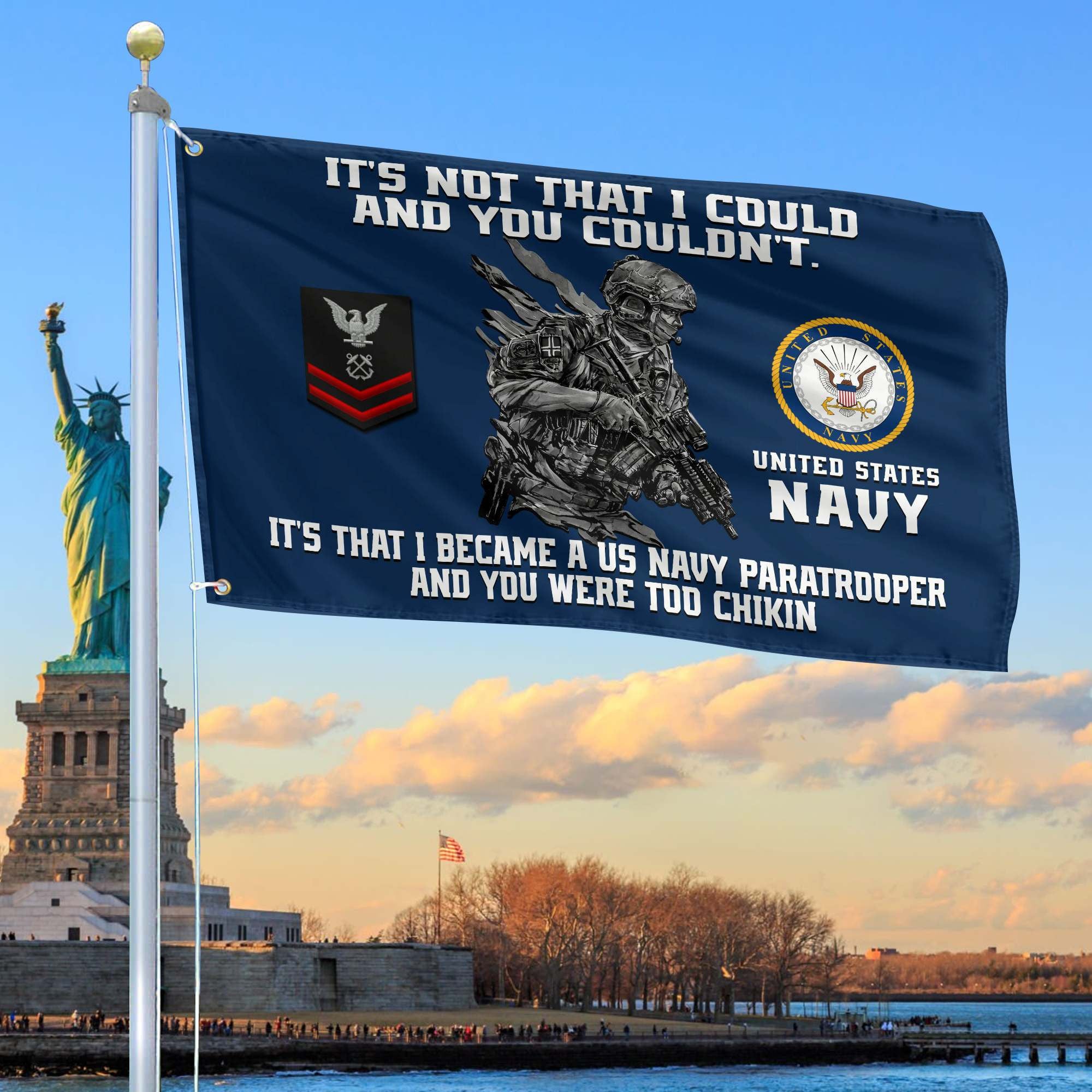 Unique Custom US Navy Grommet Flag, Gift For Navy Veteran, Gifts For Dad, For Husband, Best Gifts On Father's Day, Independence Day, Veterans Day.