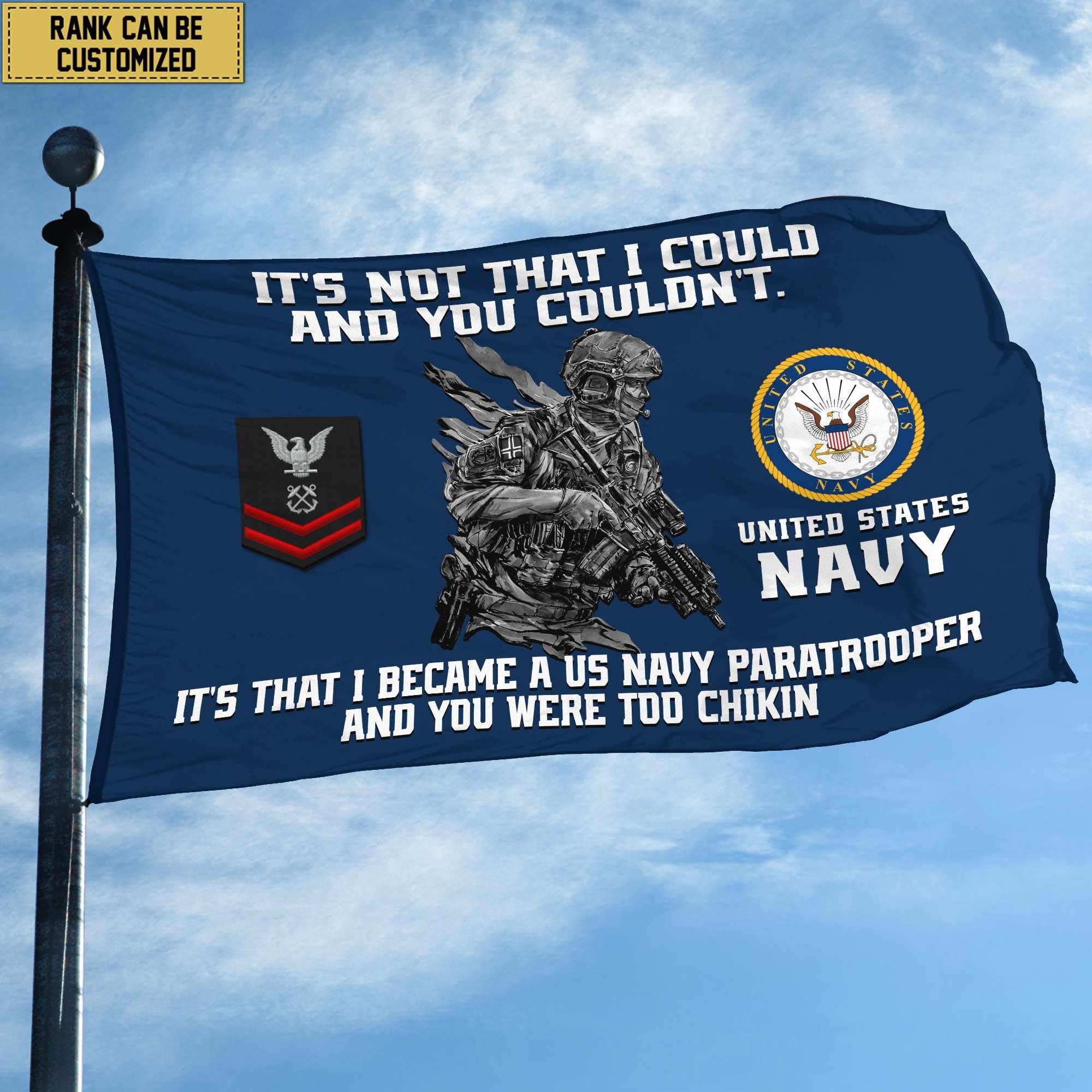 Unique Custom US Navy Grommet Flag, Gift For Navy Veteran, Gifts For Dad, For Husband, Best Gifts On Father's Day, Independence Day, Veterans Day.