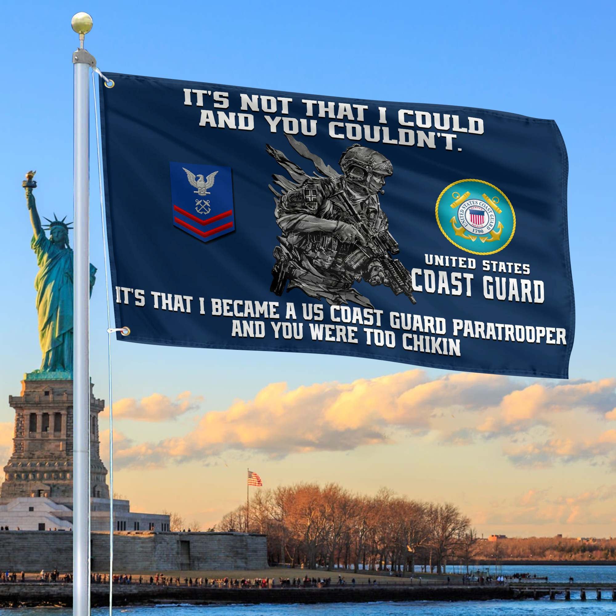 Unique Custom USCG Grommet Flag, Gift For Coast Guard Veteran, Gifts For Dad, For Husband, Best Gifts On Father's Day, Independence Day, Veterans Day.