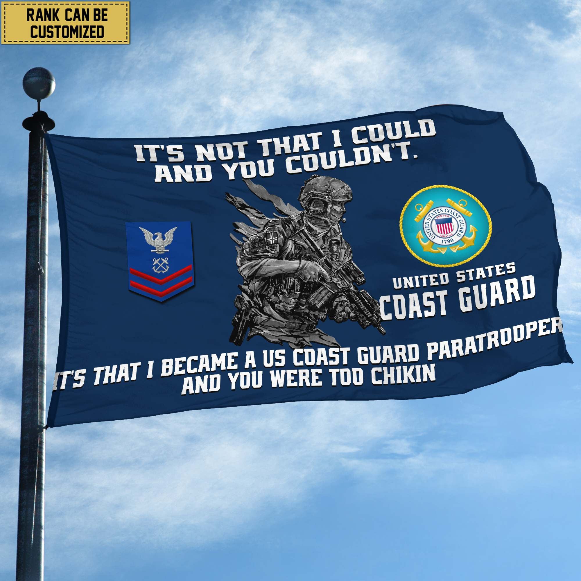 Unique Custom USCG Grommet Flag, Gift For Coast Guard Veteran, Gifts For Dad, For Husband, Best Gifts On Father's Day, Independence Day, Veterans Day.