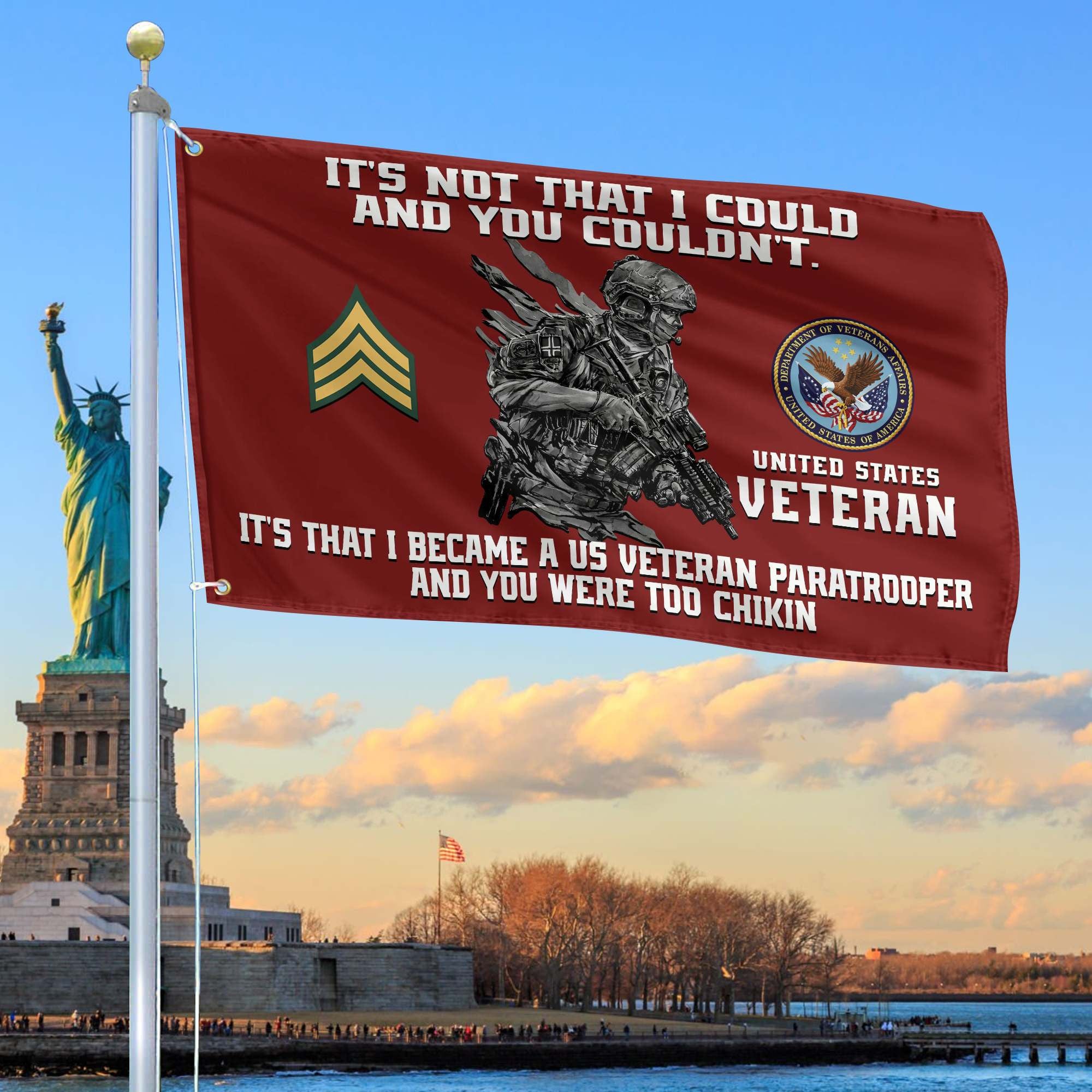 Unique Custom US Veteran Grommet Flag, Gift For US Veteran, Gifts For Dad, For Husband, Best Gifts On Father's Day, Independence Day, Veterans Day.