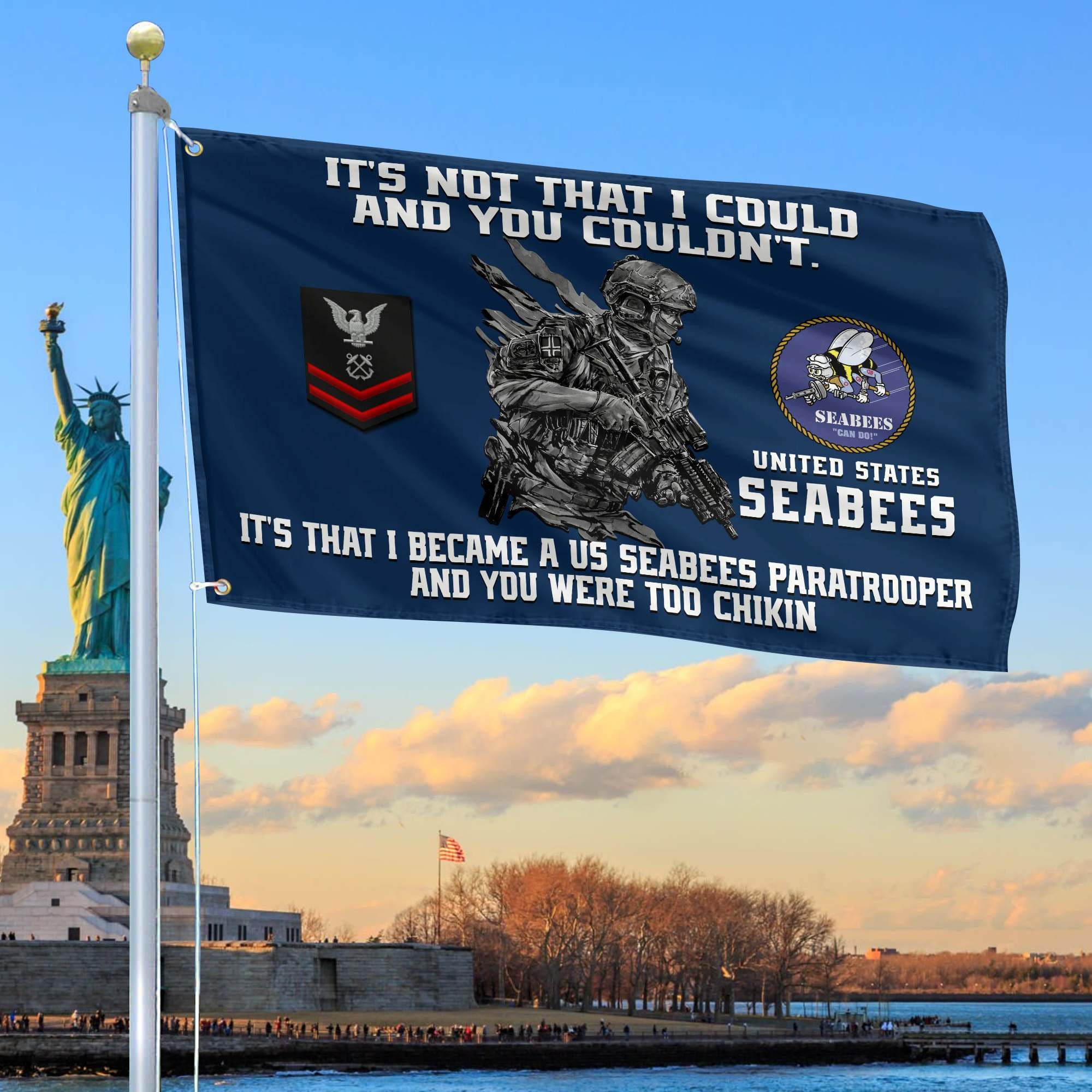 Unique Custom US Seabees Grommet Flag, Gift For Seabees Veteran, Gifts For Dad, For Husband, Best Gifts On Father's Day, Independence Day, Veterans Day.